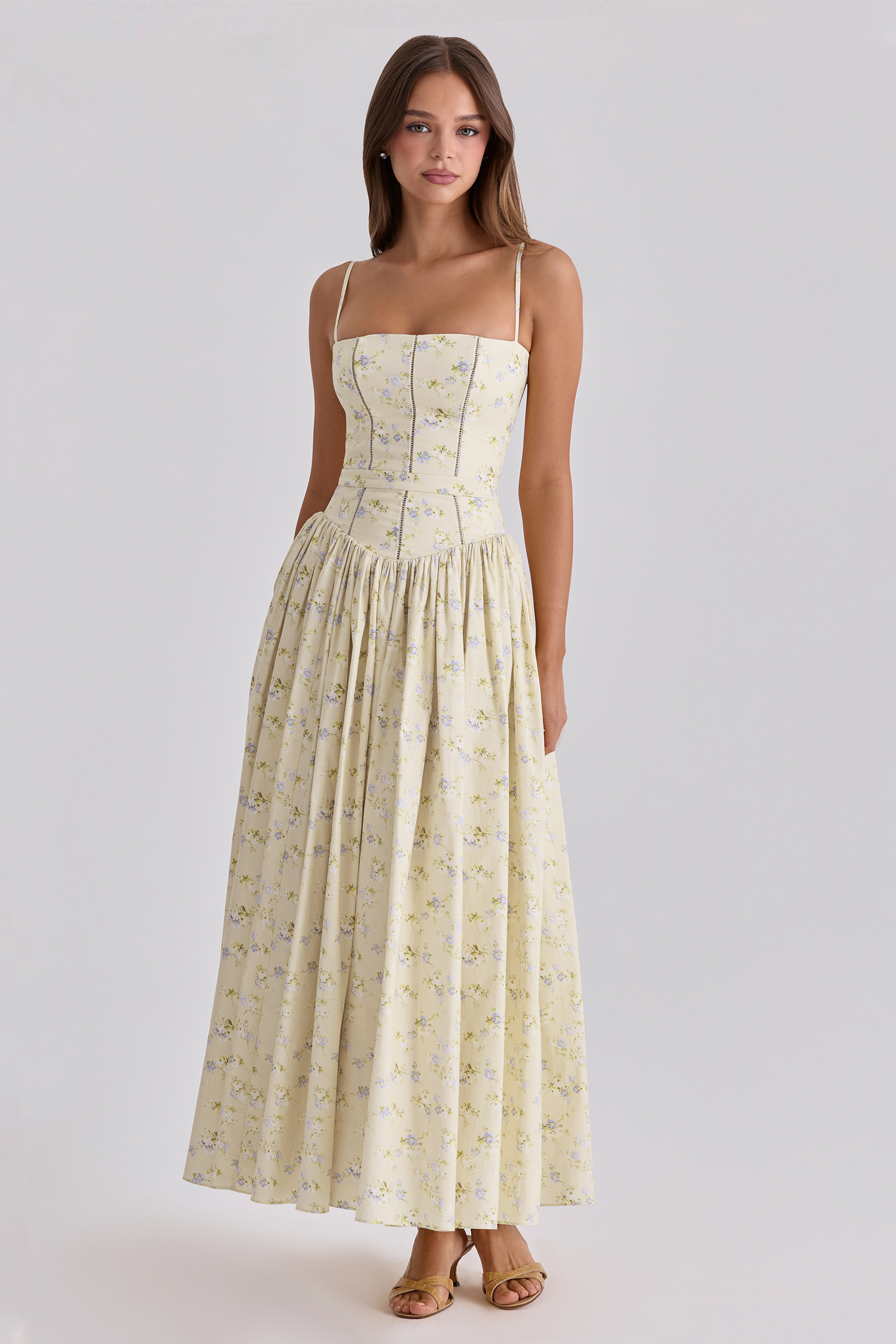 Floral Gathering Slip Midi Dress