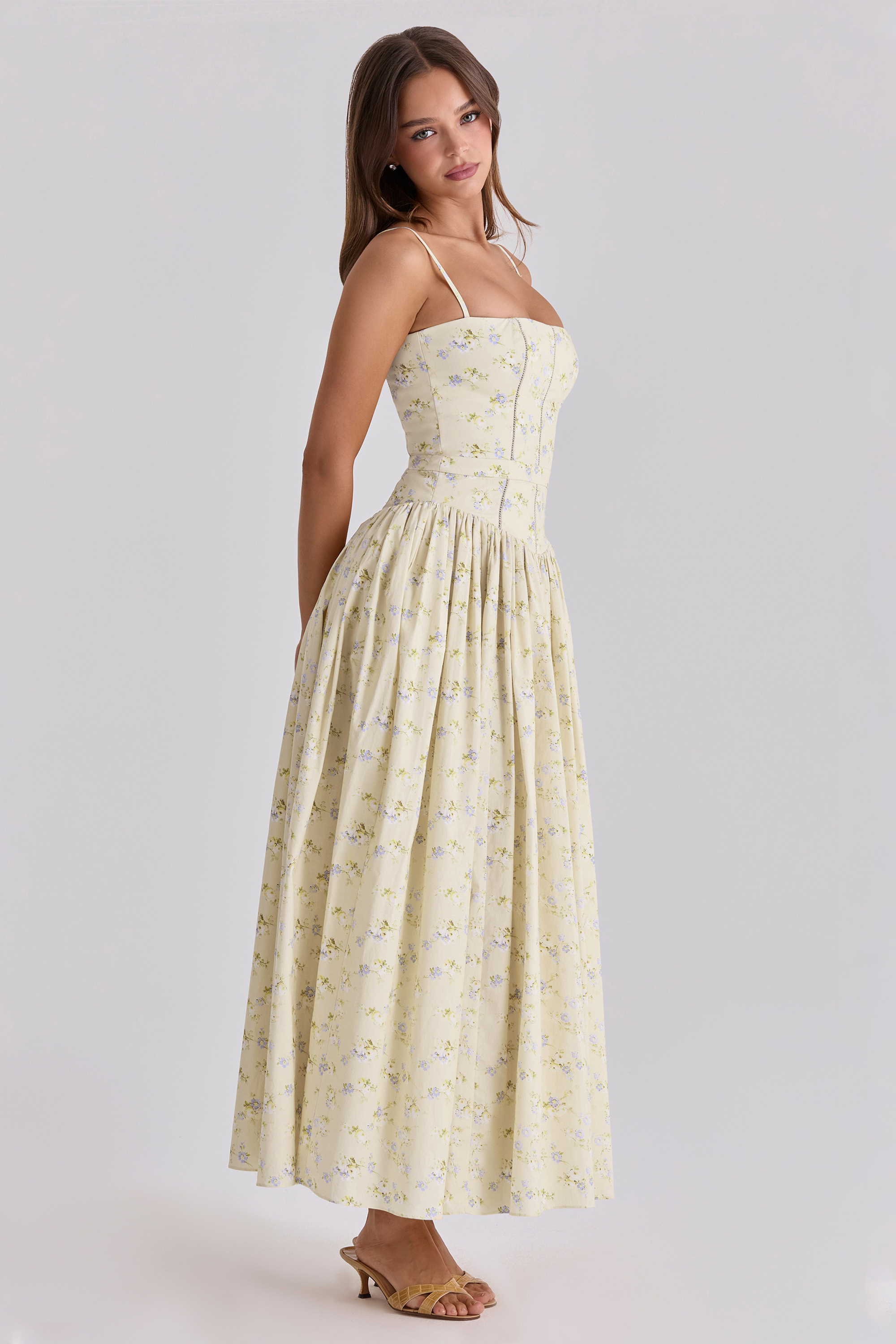Floral Gathering Slip Midi Dress