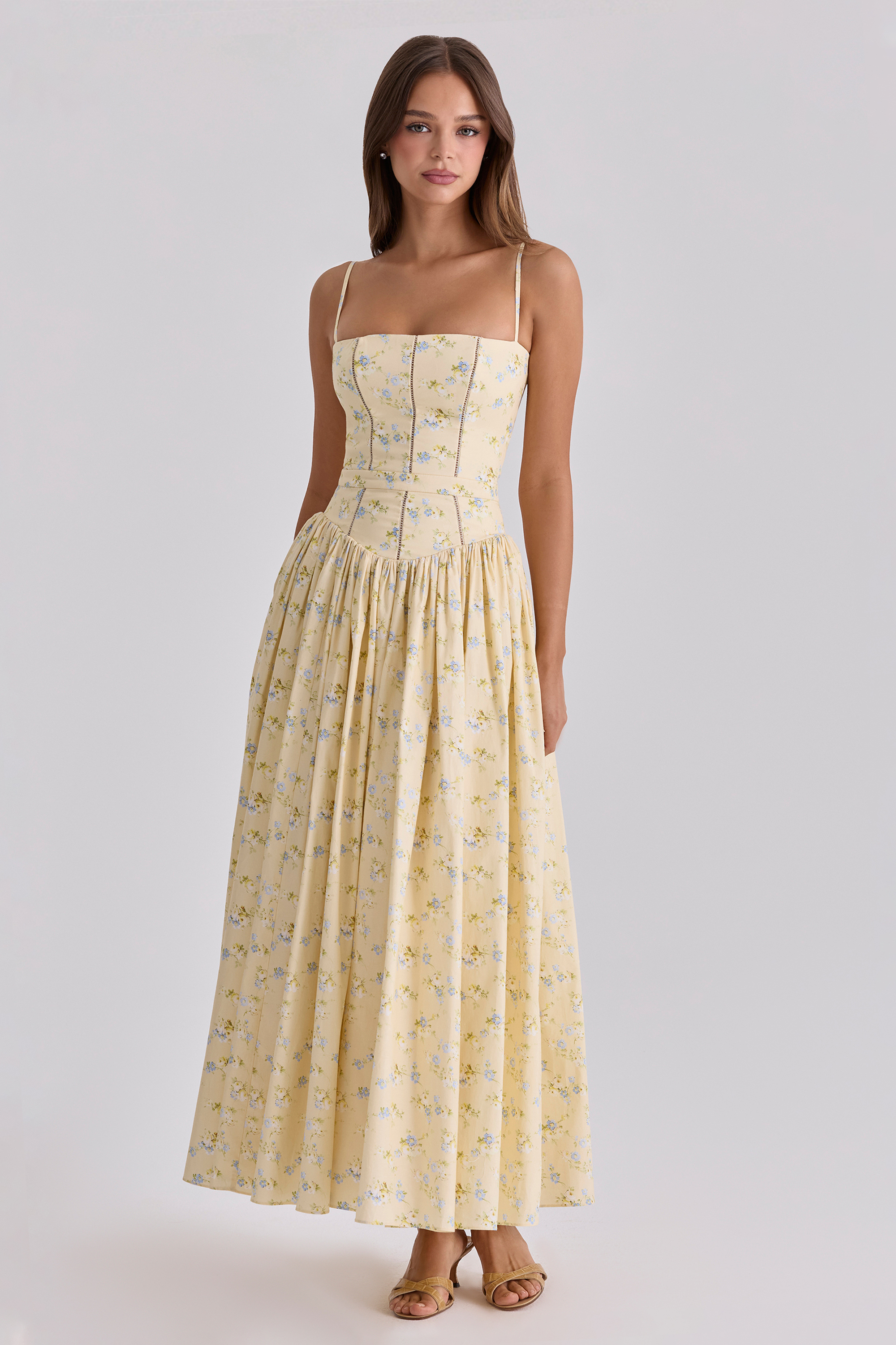 Floral Gathering Slip Midi Dress