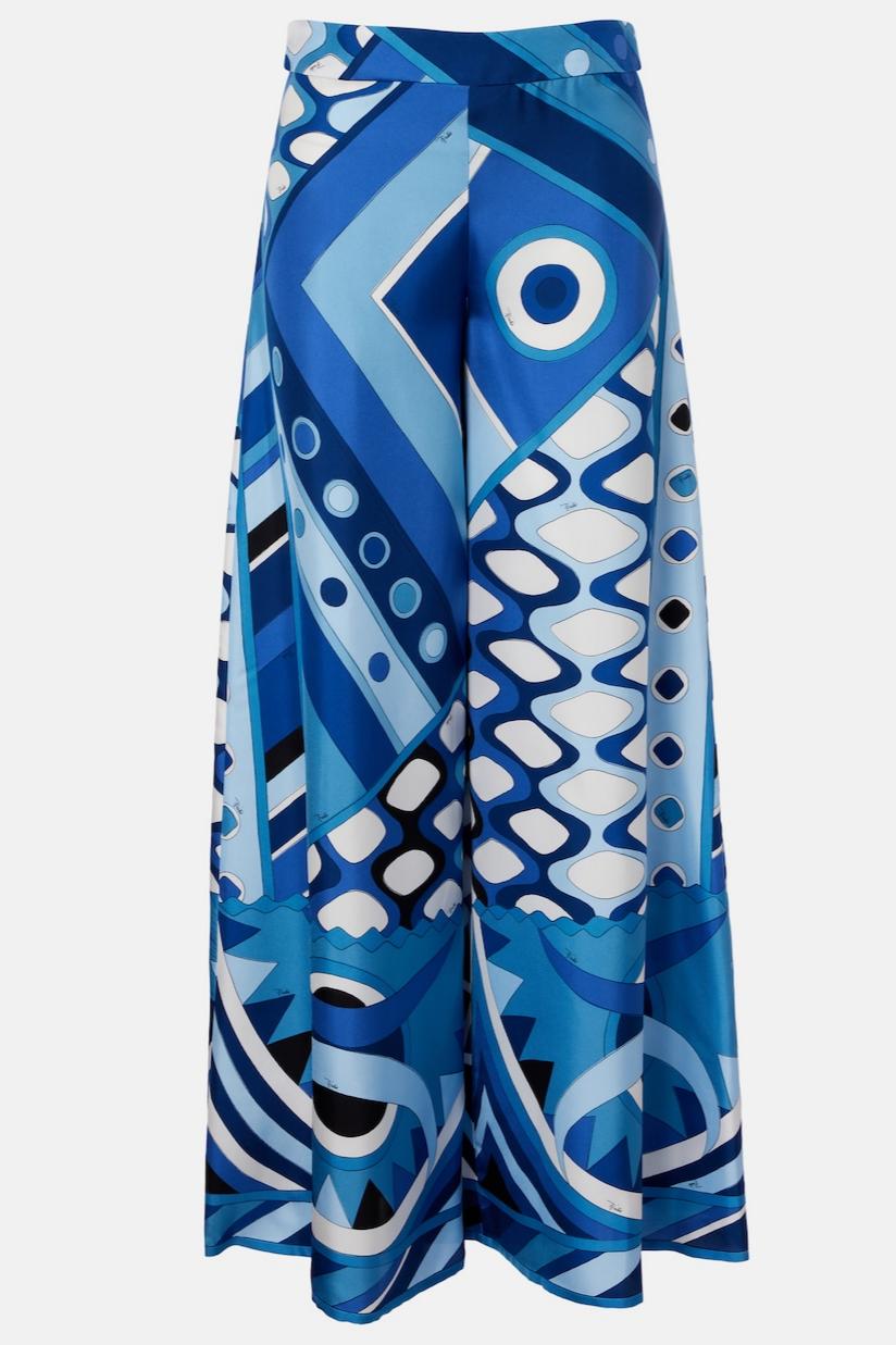 Satin Scarf Print Top & High Waist Pants Set