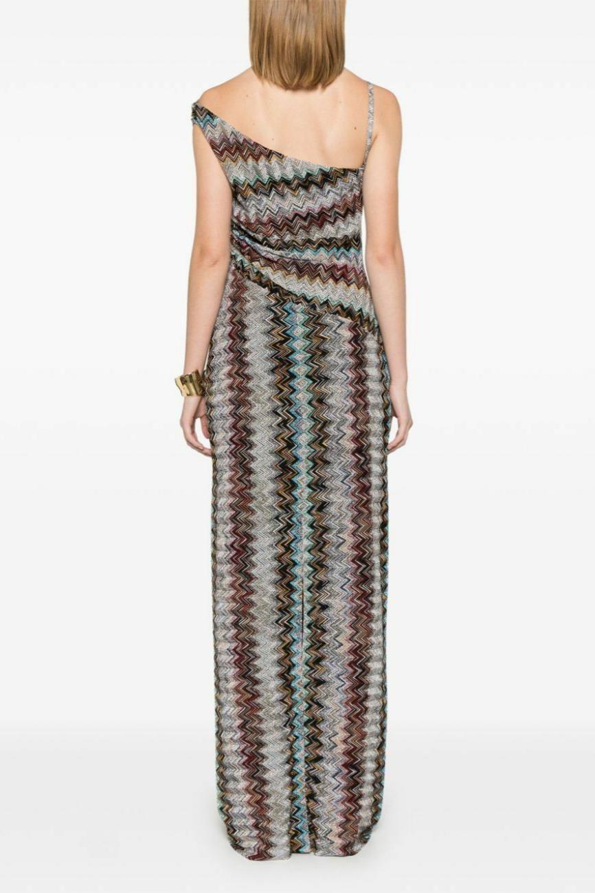 Zigzag One Shoulder Maxi Dress