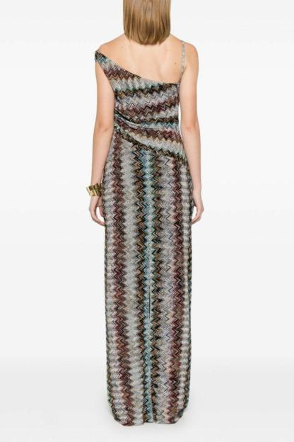 Zigzag One Shoulder Maxi Dress