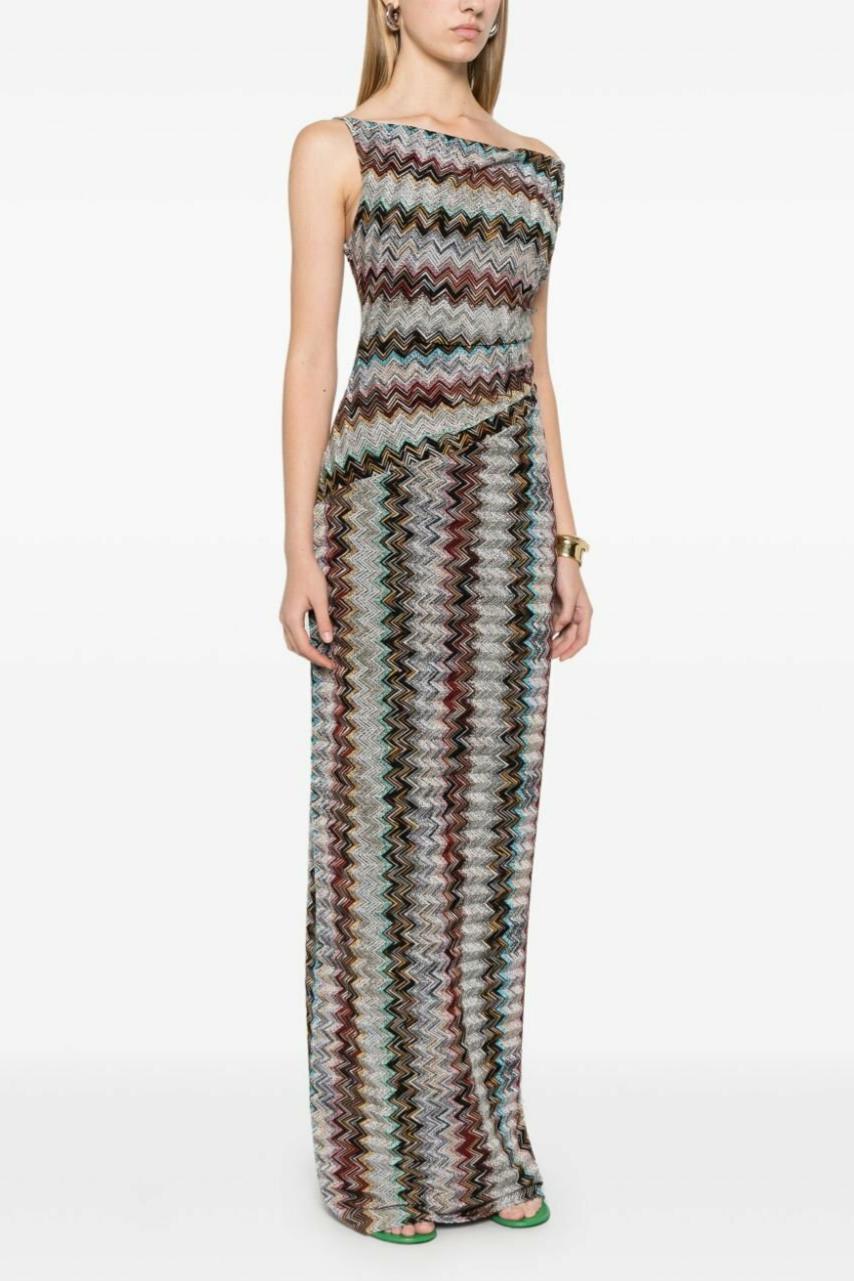 Zigzag One Shoulder Maxi Dress