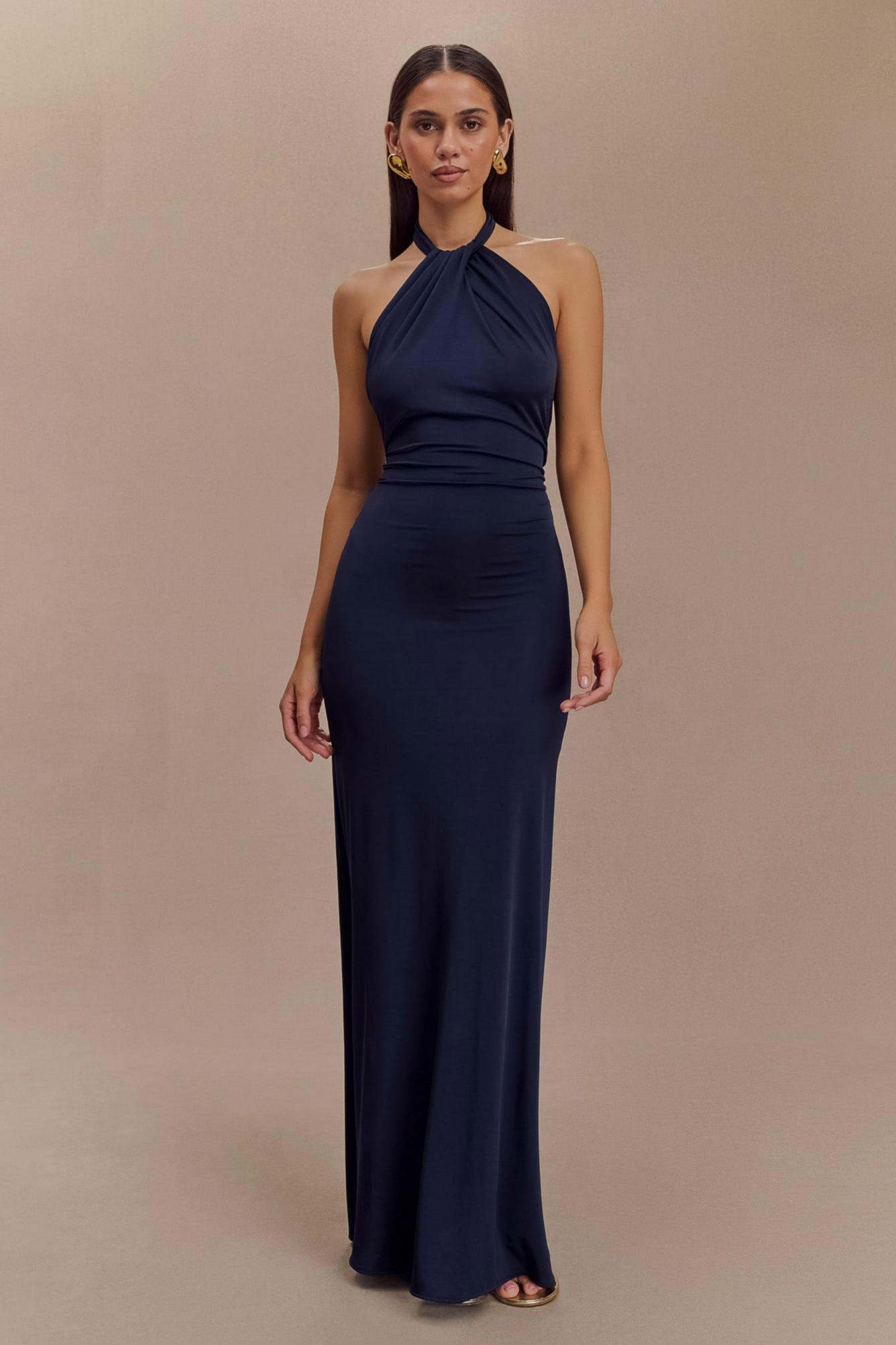 Halter Neck Sleeveless Bodycon Maxi Dress