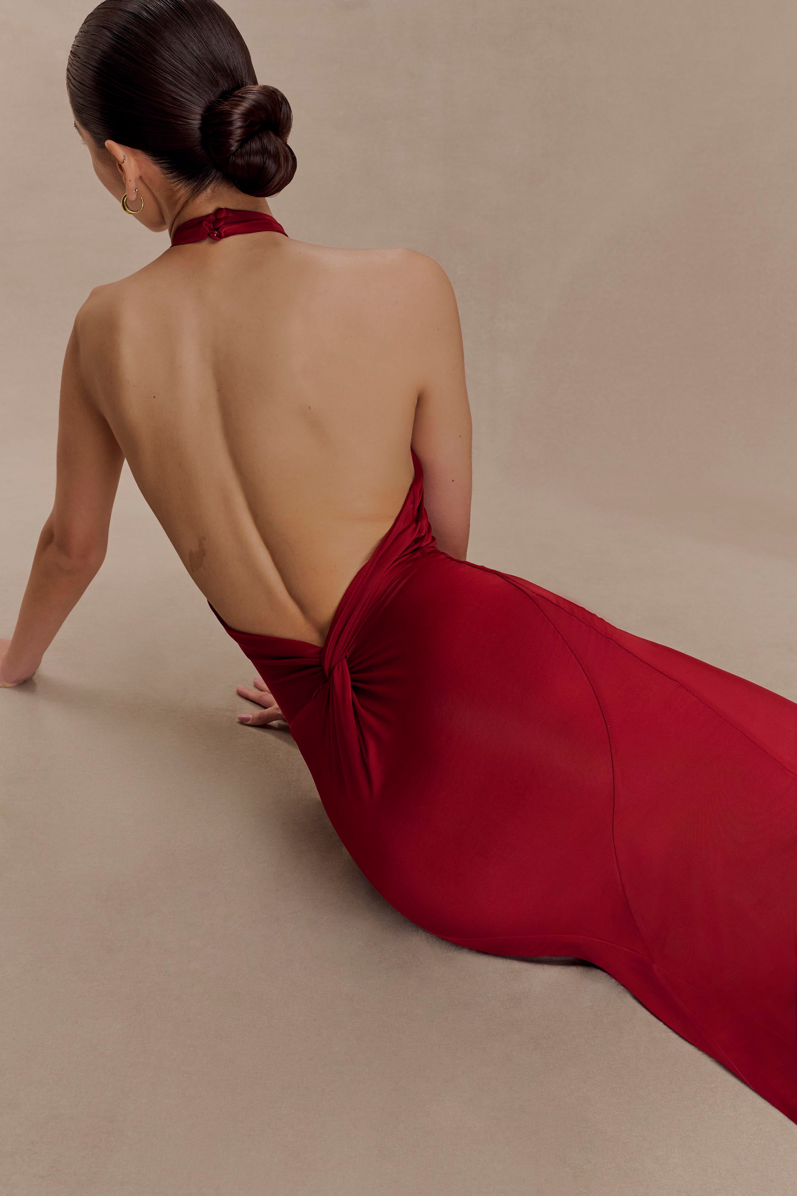 Halter Neck Sleeveless Bodycon Maxi Dress