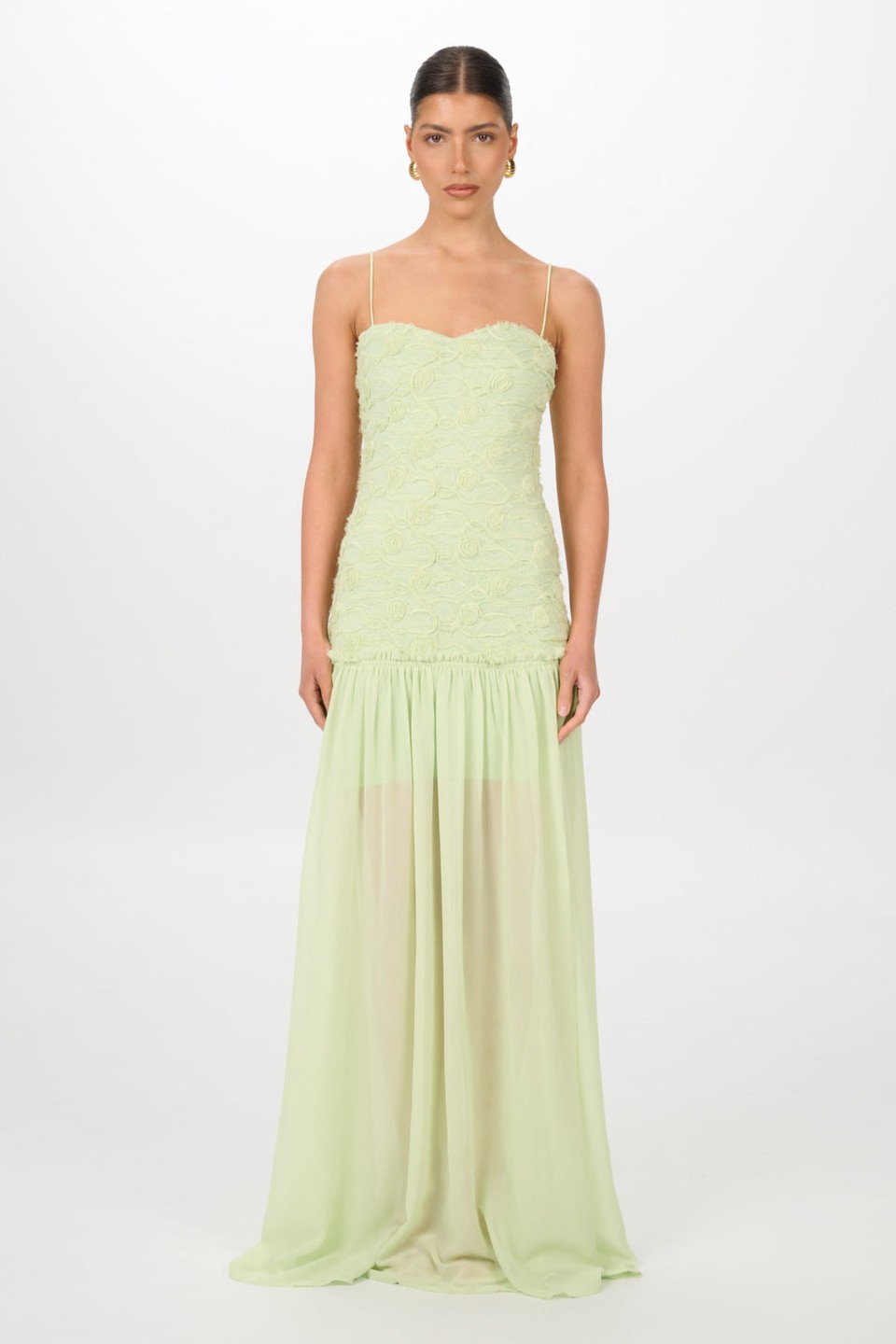 Chiffon 3D Flower Slip Maxi Dress