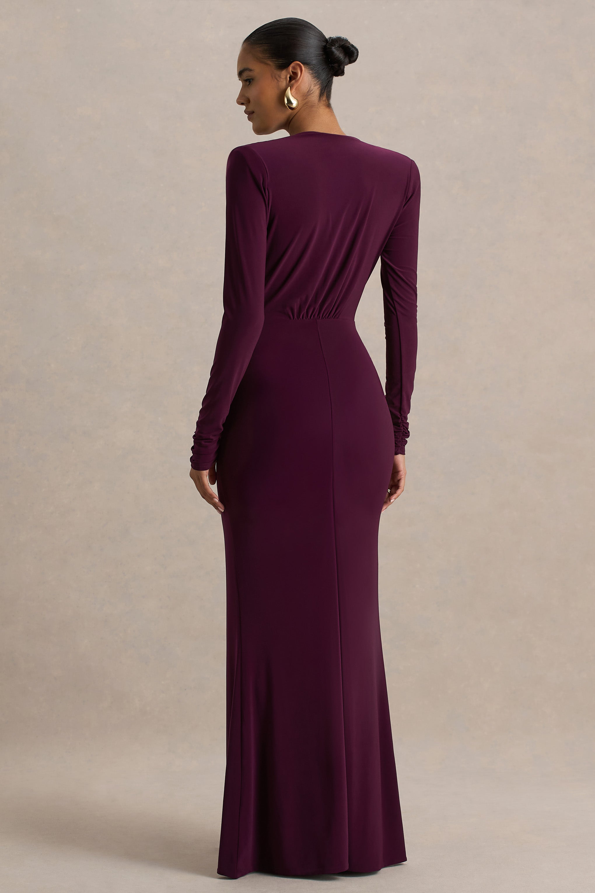 Jersey Draped Long Sleeve Midi Dress