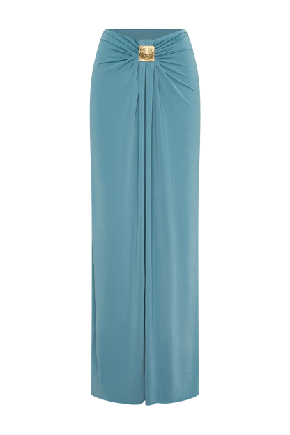 Gathering Sleeveless Top & Metal Decorations Maxi Skirt Set