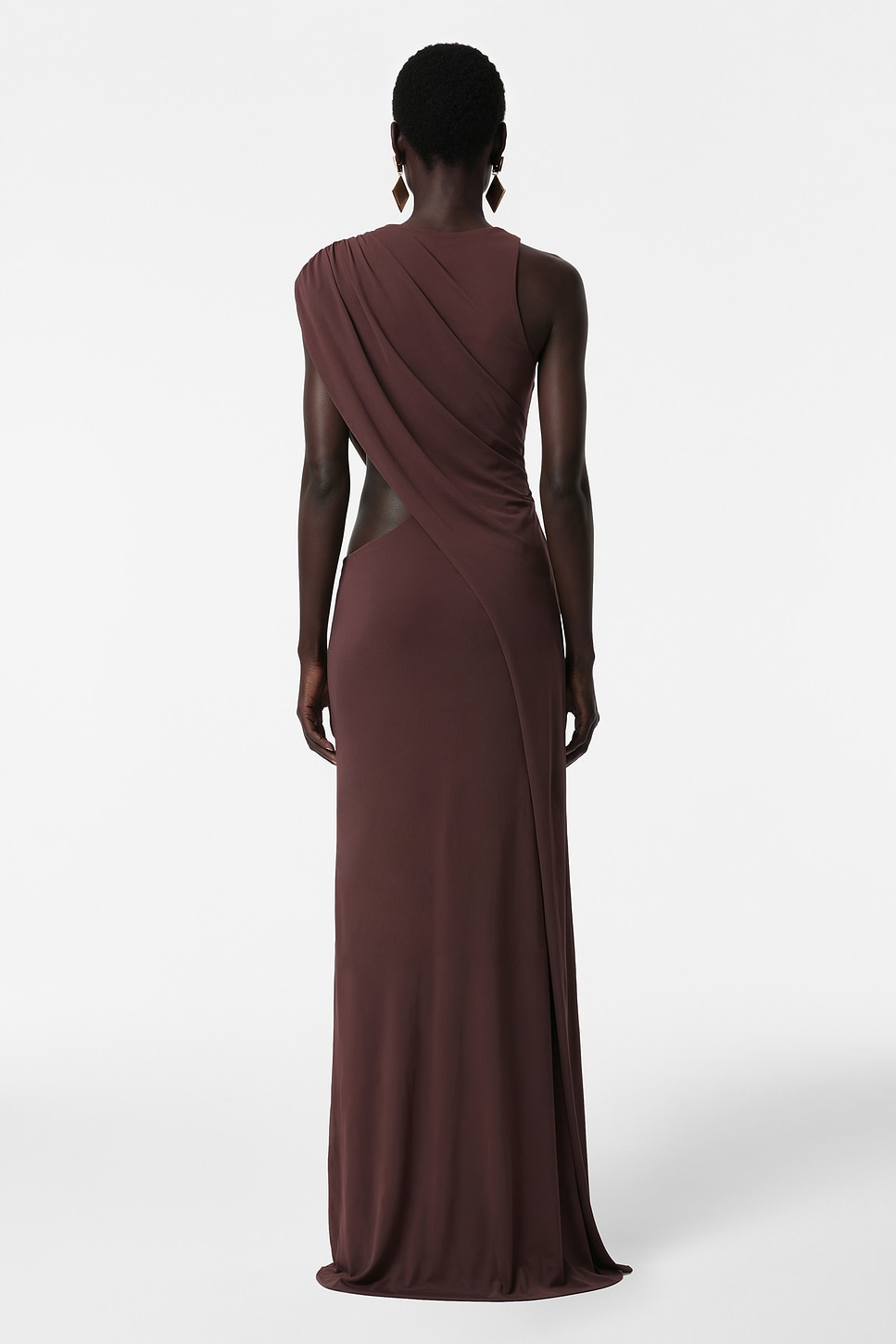 Jersey Asymmetrical Gathering Maxi Dress