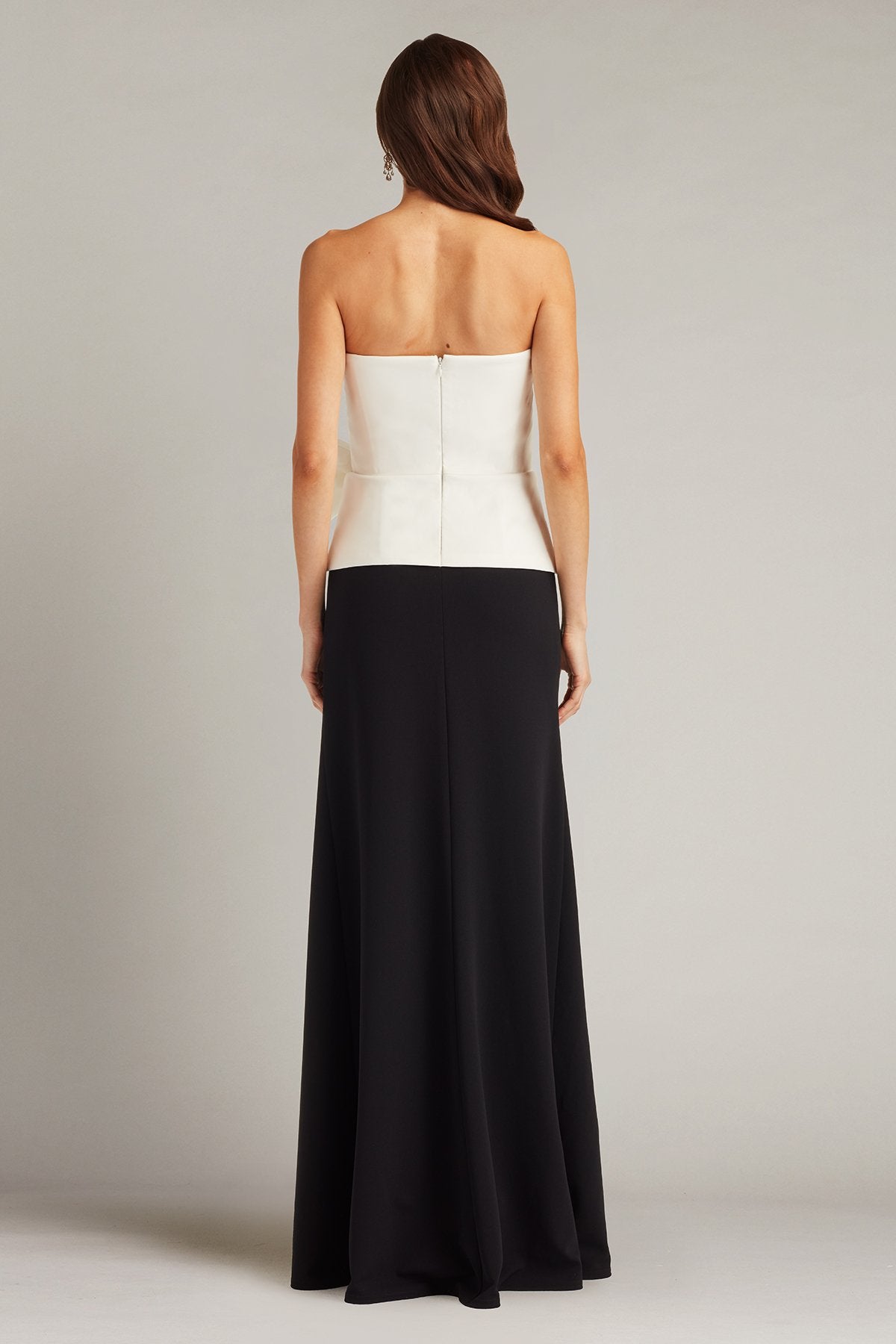 Contrast Color Bow Strapless Maxi Dress