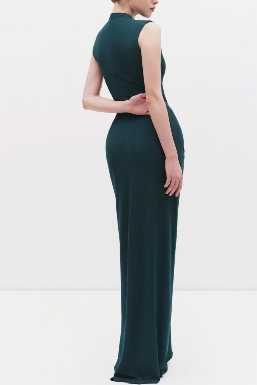 Metal Decorations Gathering Sleeveless Maxi Dress