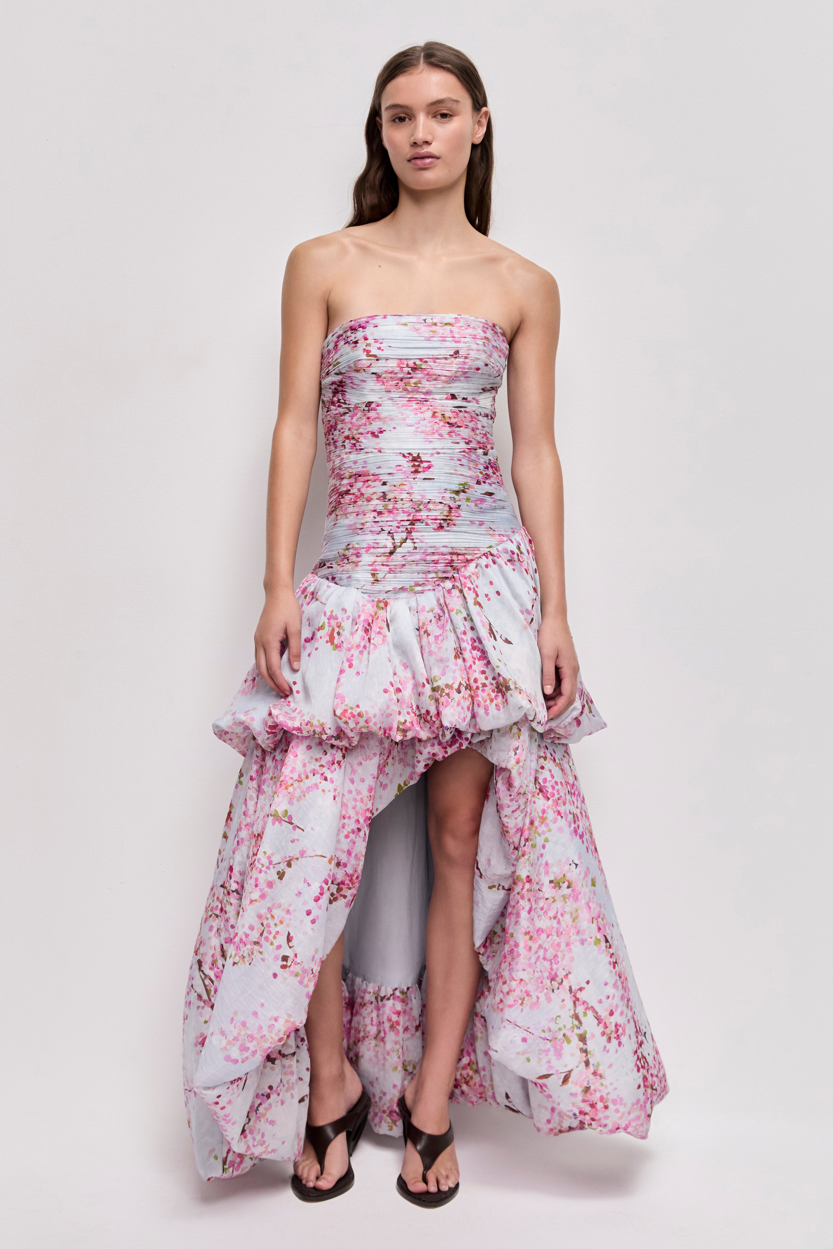 Floral Pleated Off Shoulder Midi Dress