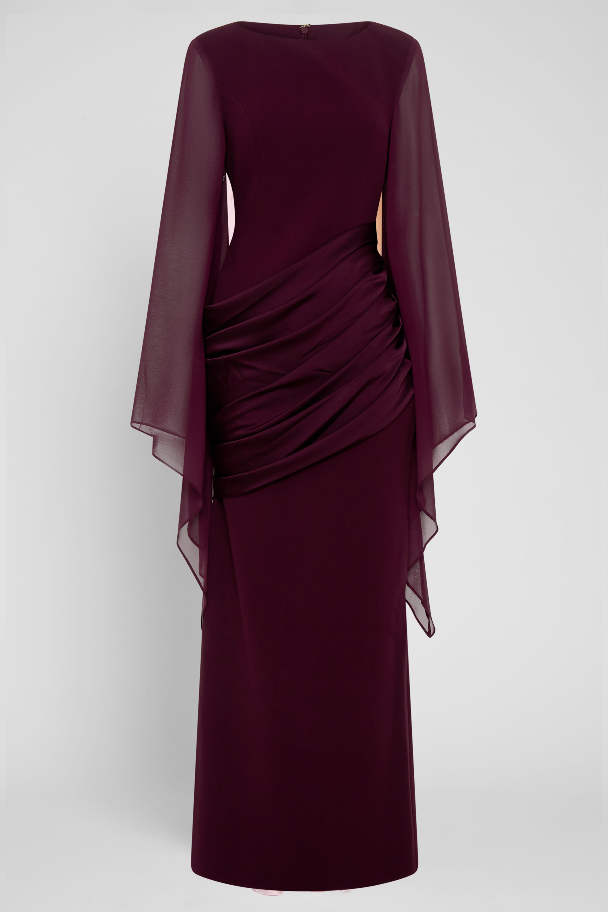 Waterfall Sleeves Pleated Maxi Dress