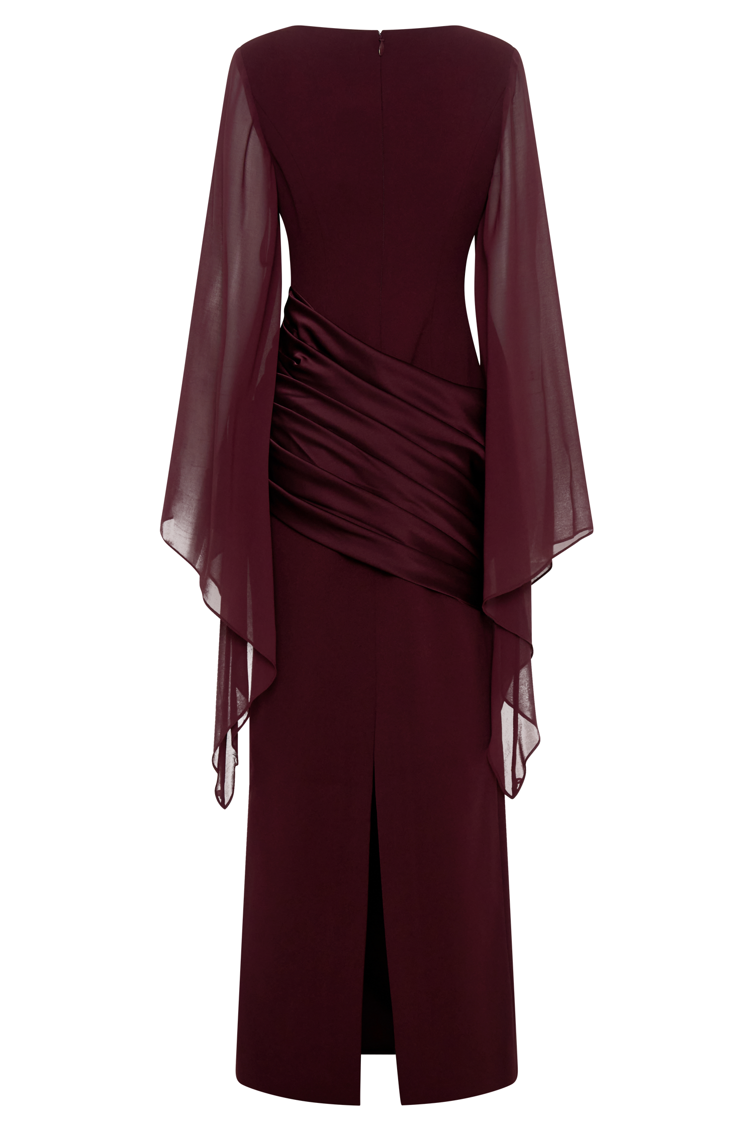 Waterfall Sleeves Pleated Maxi Dress
