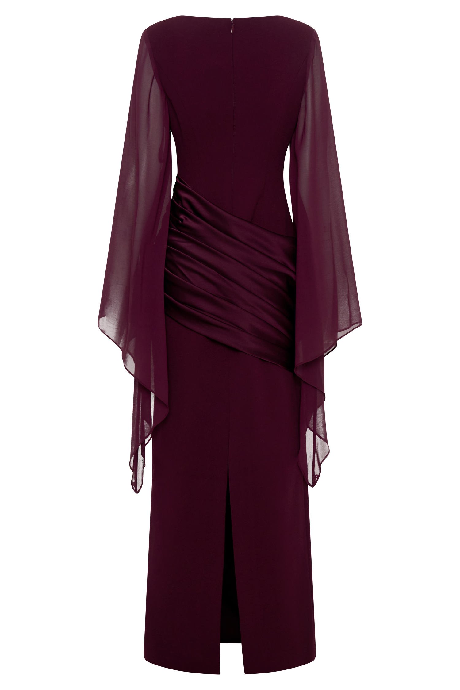 Waterfall Sleeves Pleated Maxi Dress