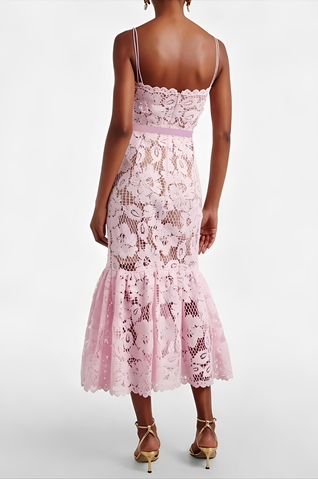Belted Crochet Midi Dress