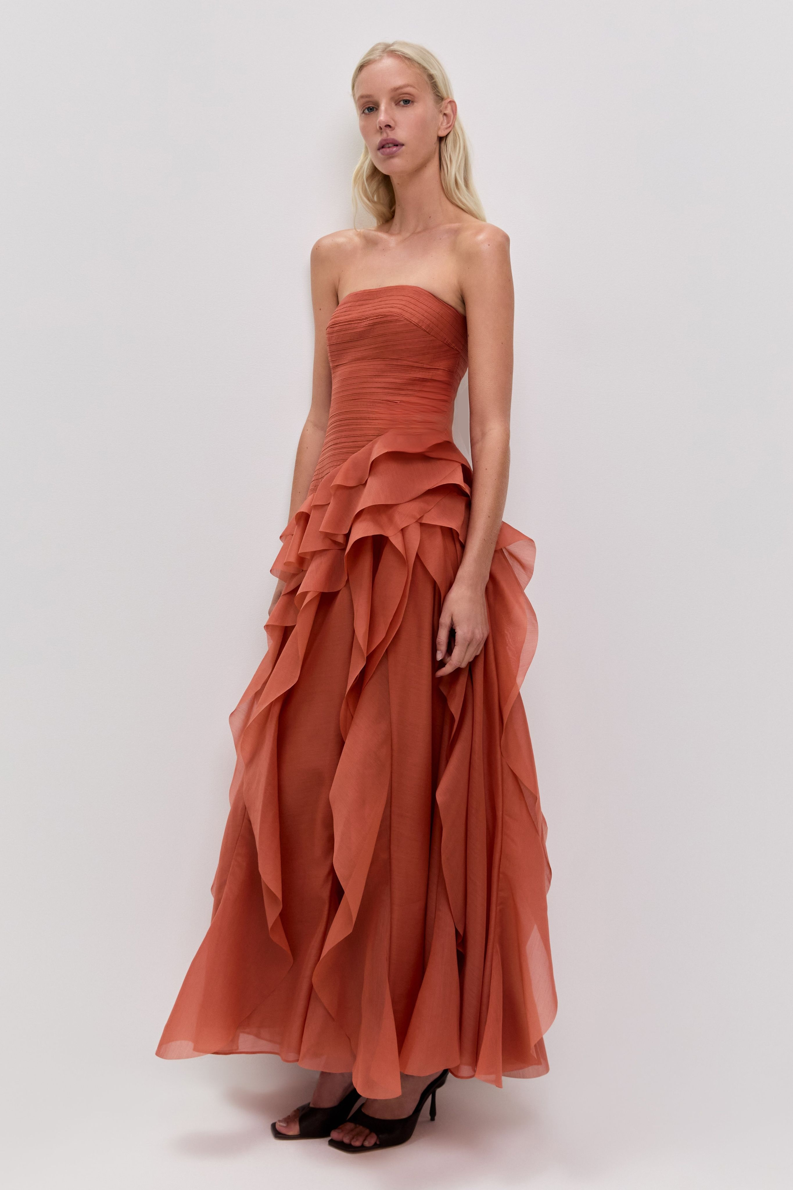Off Shoulder Ruffle Midi Dress