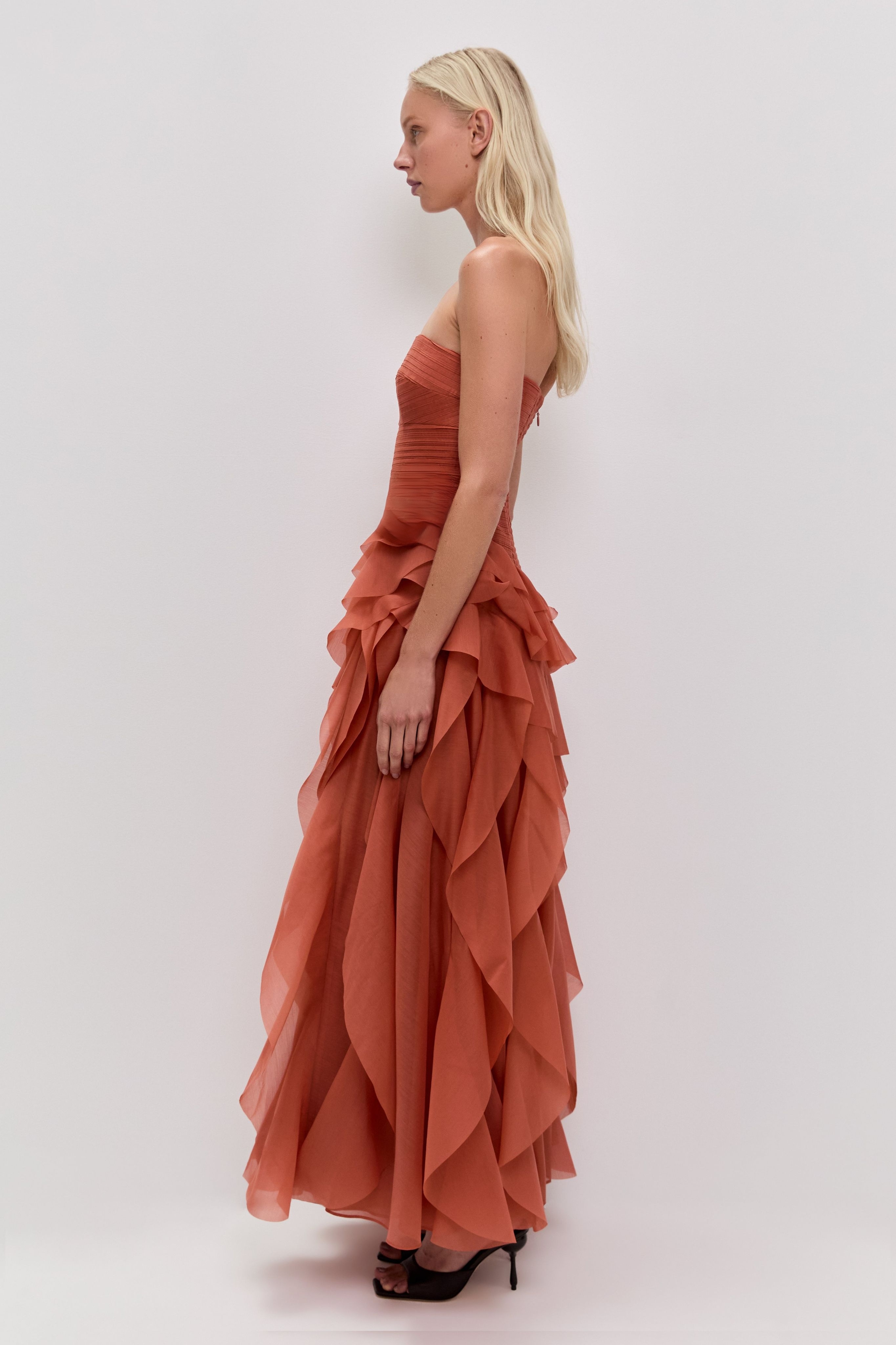 Off Shoulder Ruffle Midi Dress
