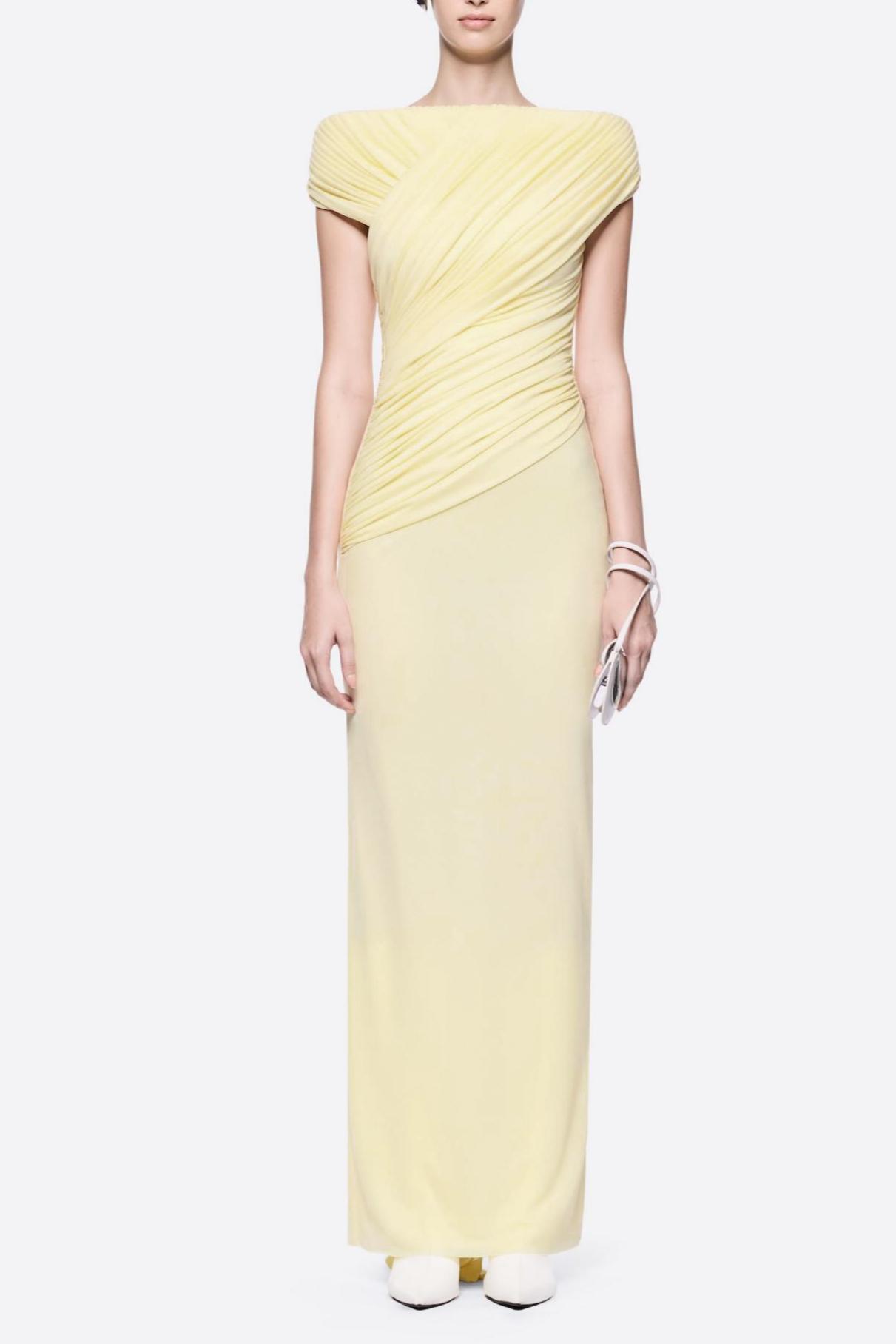 Off Shoulder Ruched Maxi Dress