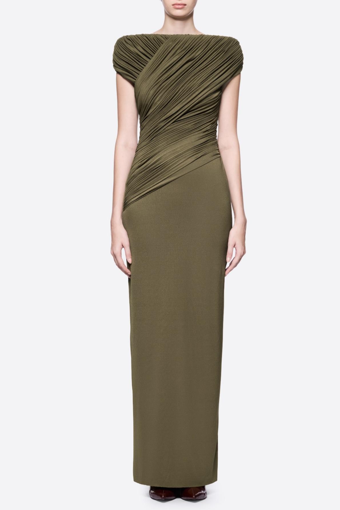 Off Shoulder Ruched Maxi Dress