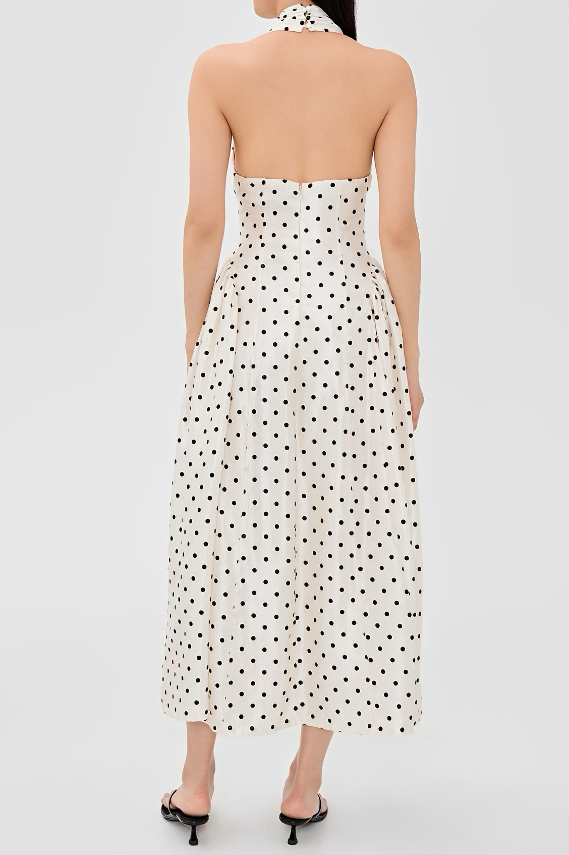 Polka Dot Print Helter Neck Midi Dress