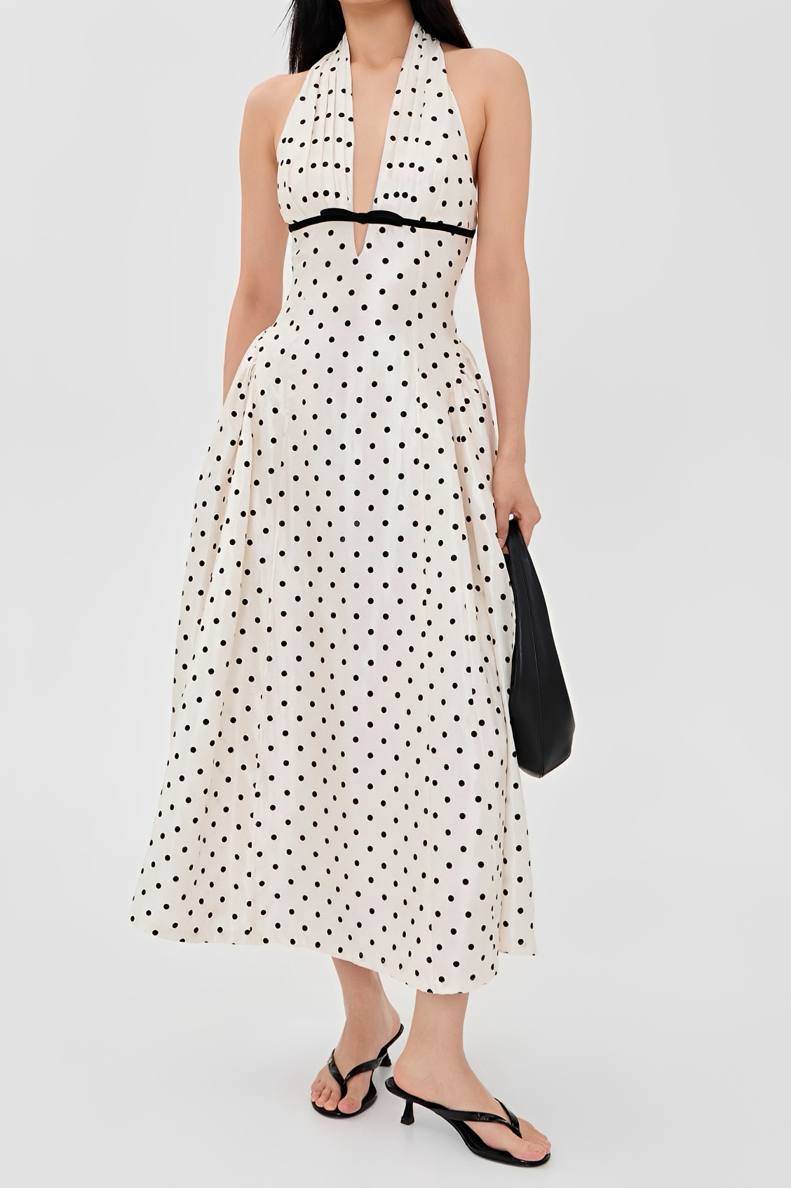 Polka Dot Print Helter Neck Midi Dress