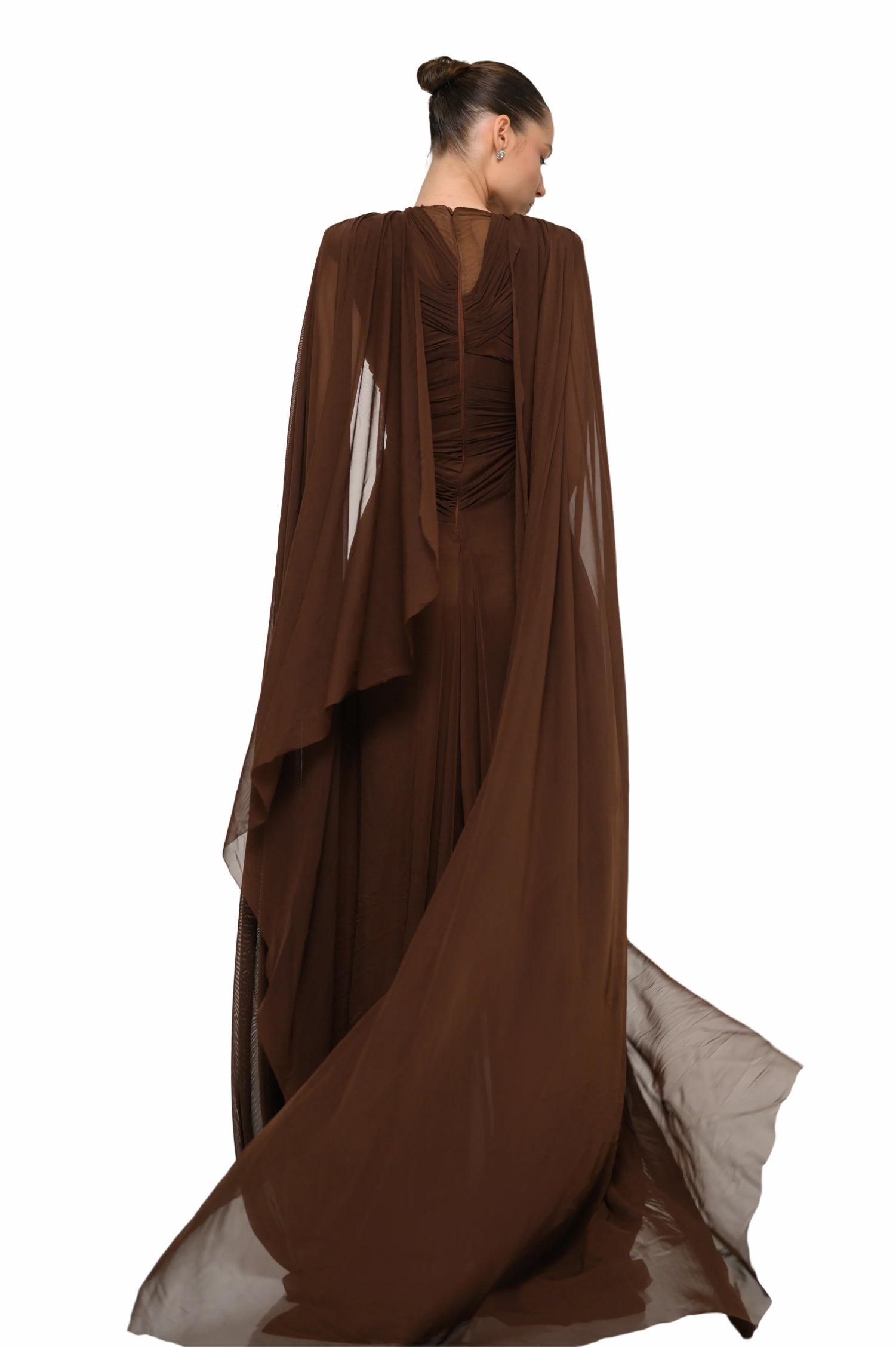 Cut Out Cape Maxi Dress