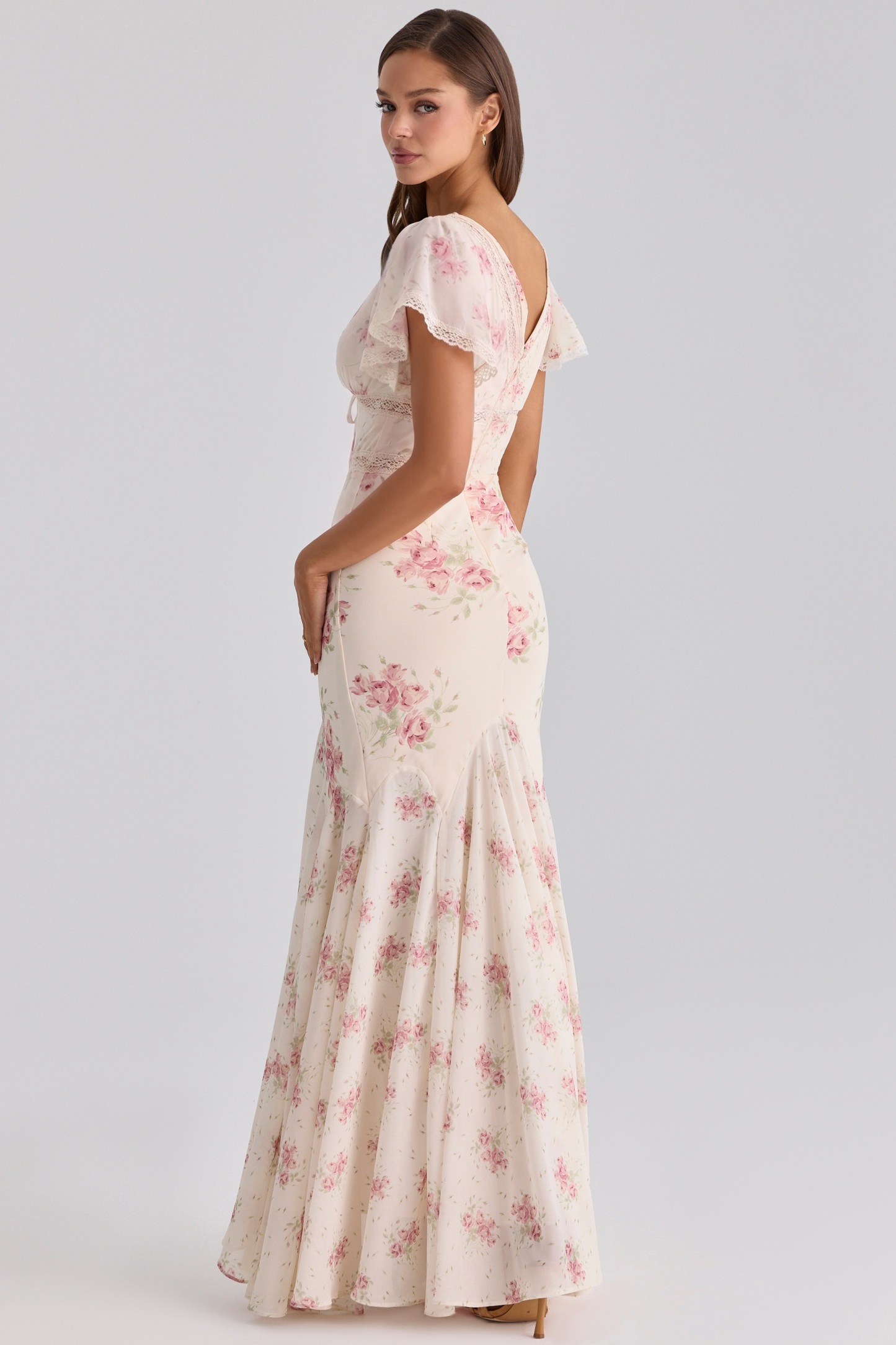 Floral Print Puff Sleeve Midi Dress