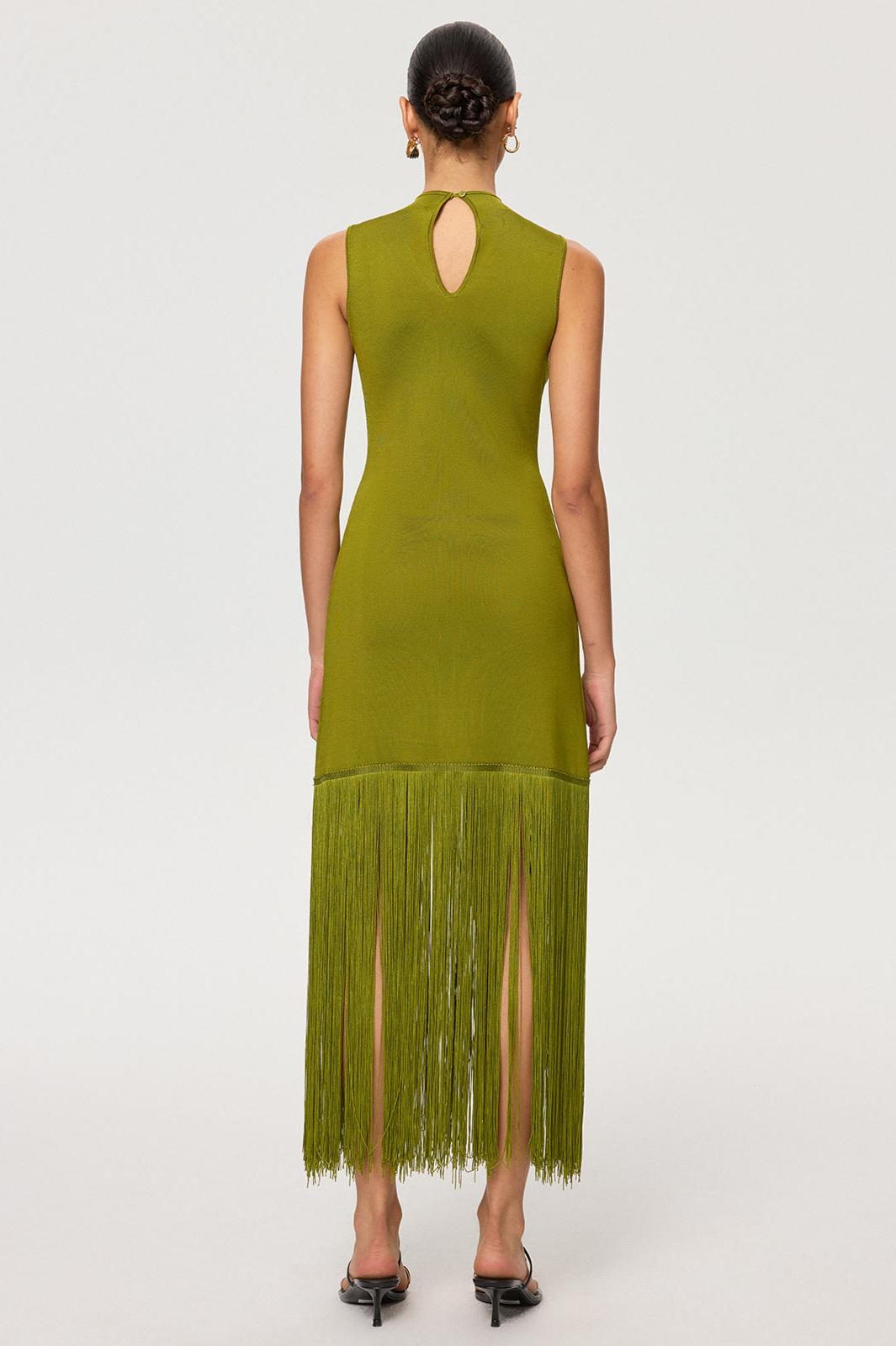 Knit Sleeveless Tassel Midi Dress