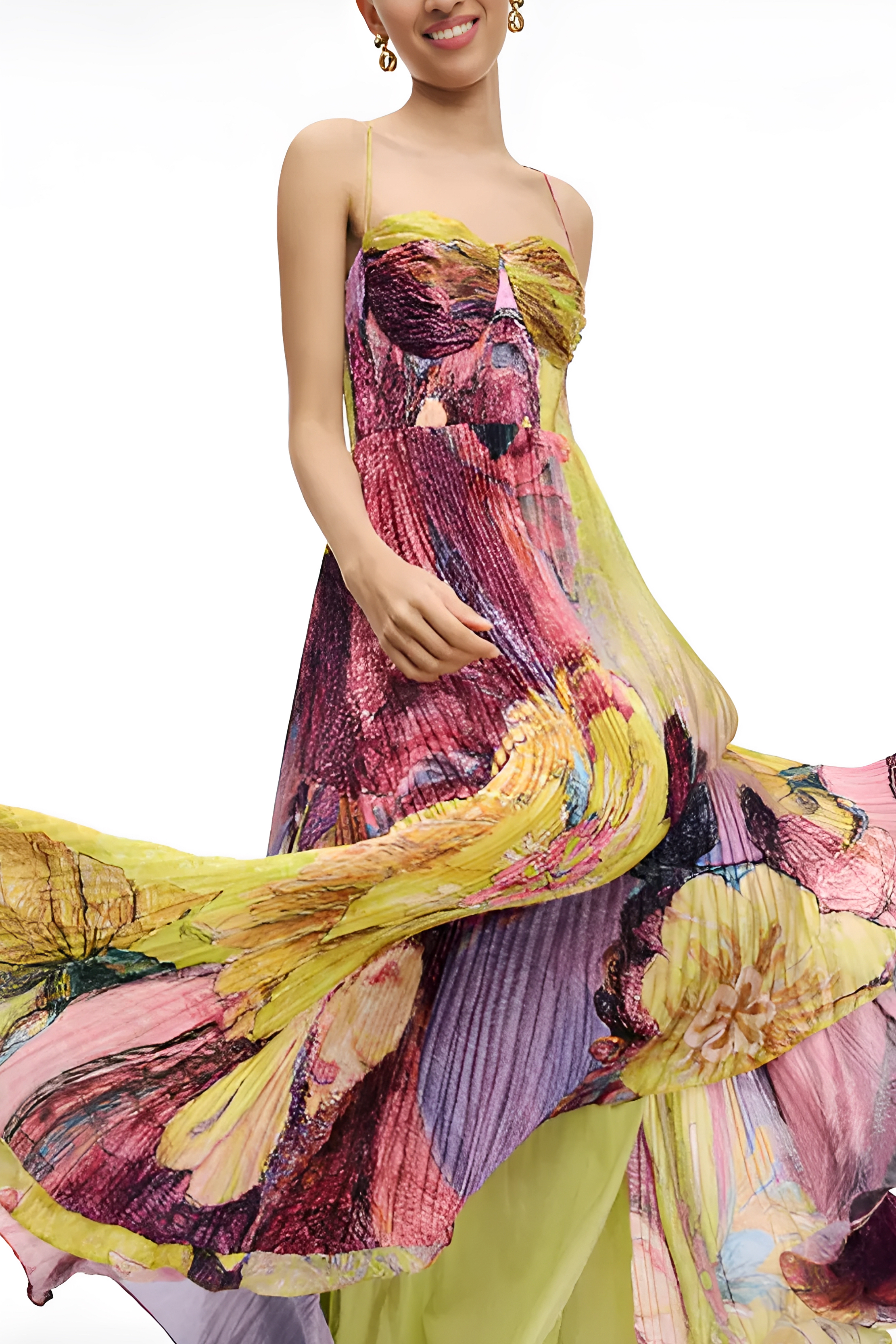 Floral Print Pleat Midi Dress