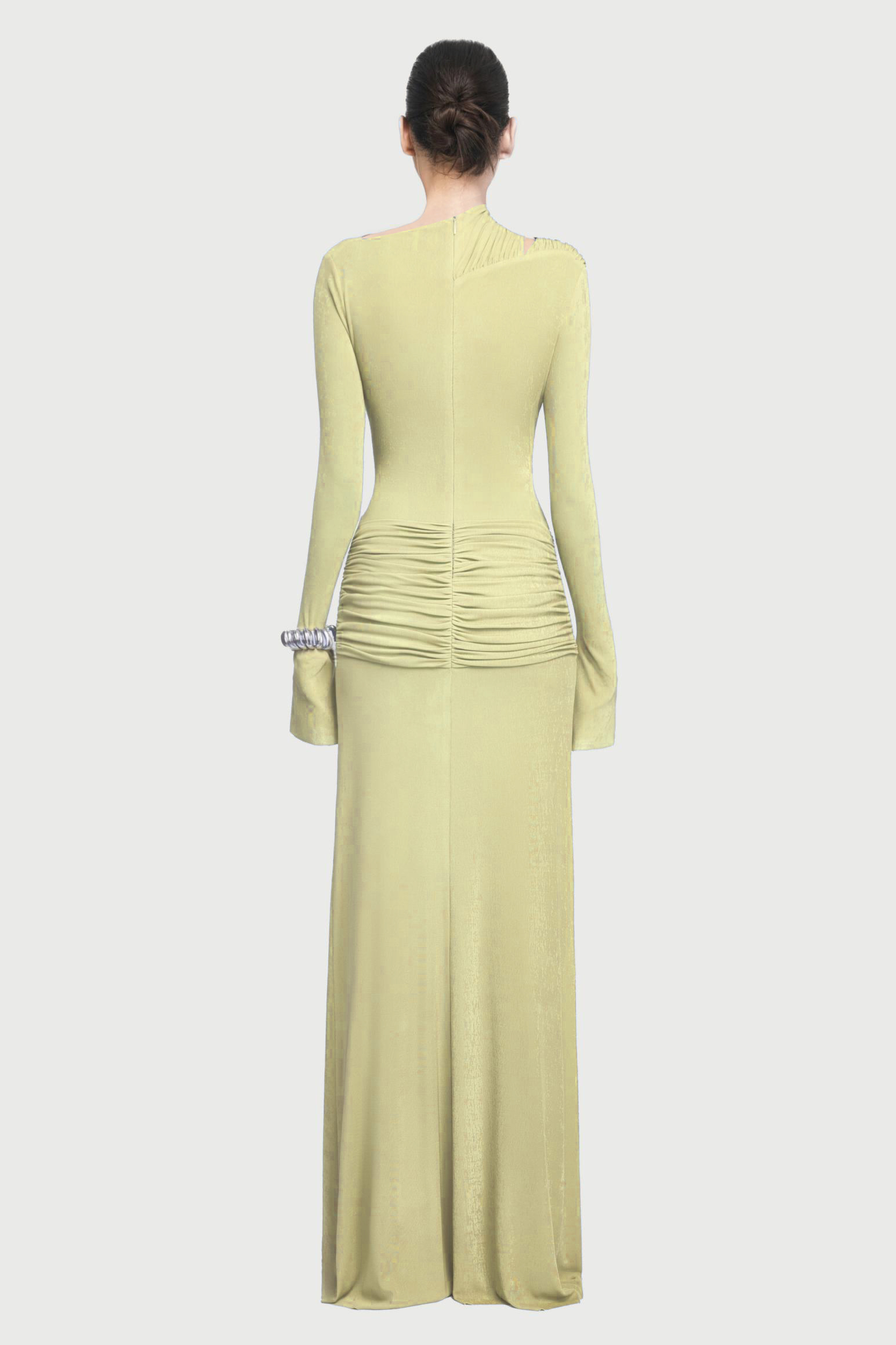 Cut Out Asymmetrical Gathering Maxi Dress