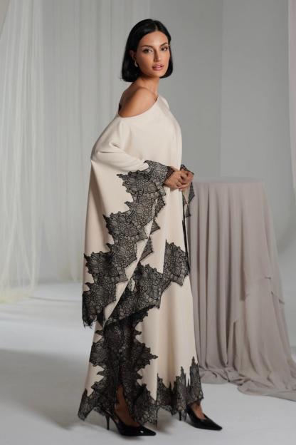 Satin Lace Cape Top & High Waist Midi Skirt Set