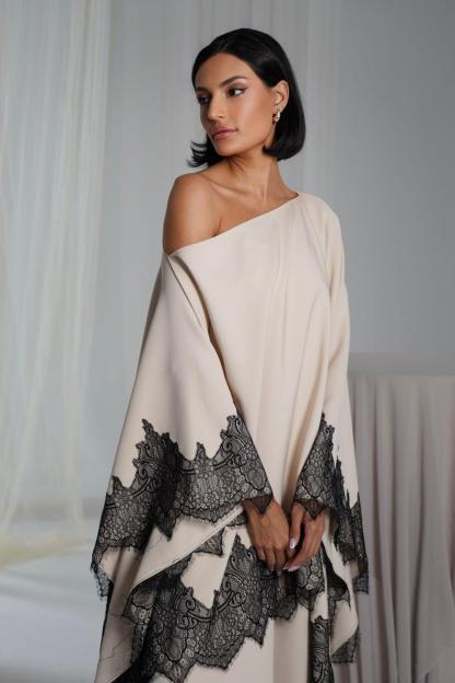 Satin Lace Cape Top & High Waist Midi Skirt Set