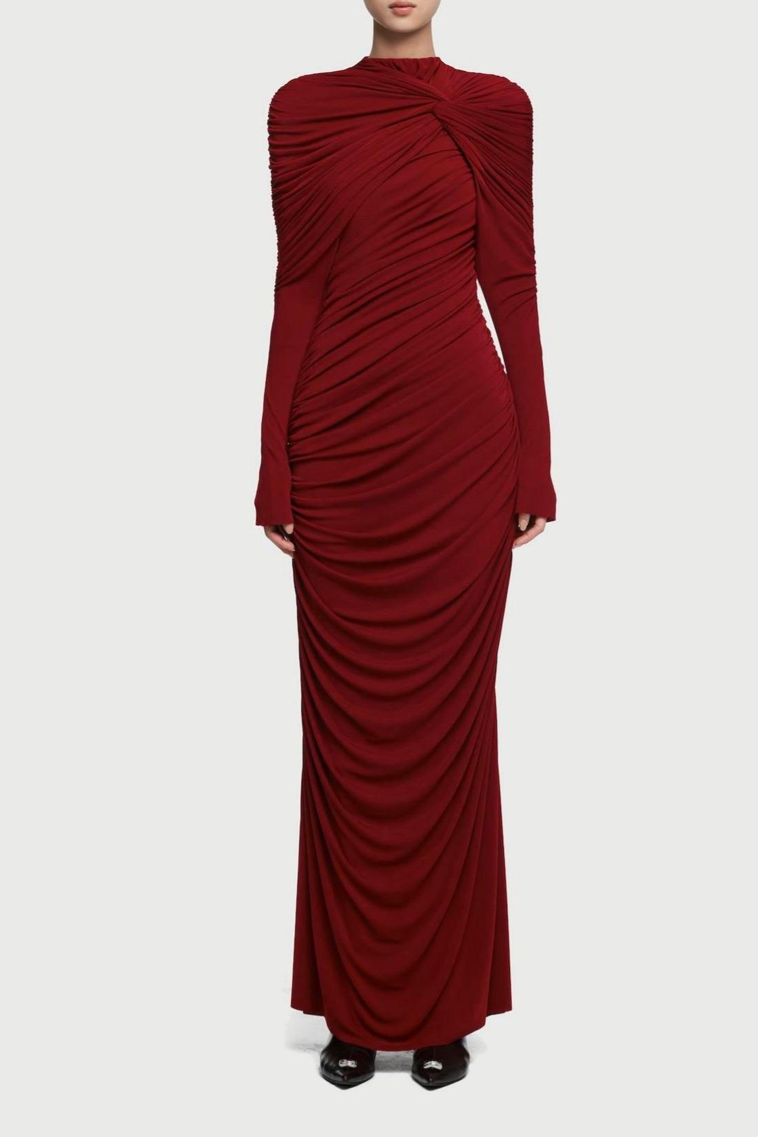 Solid Gathering Cape Sleeve Maxi Dress