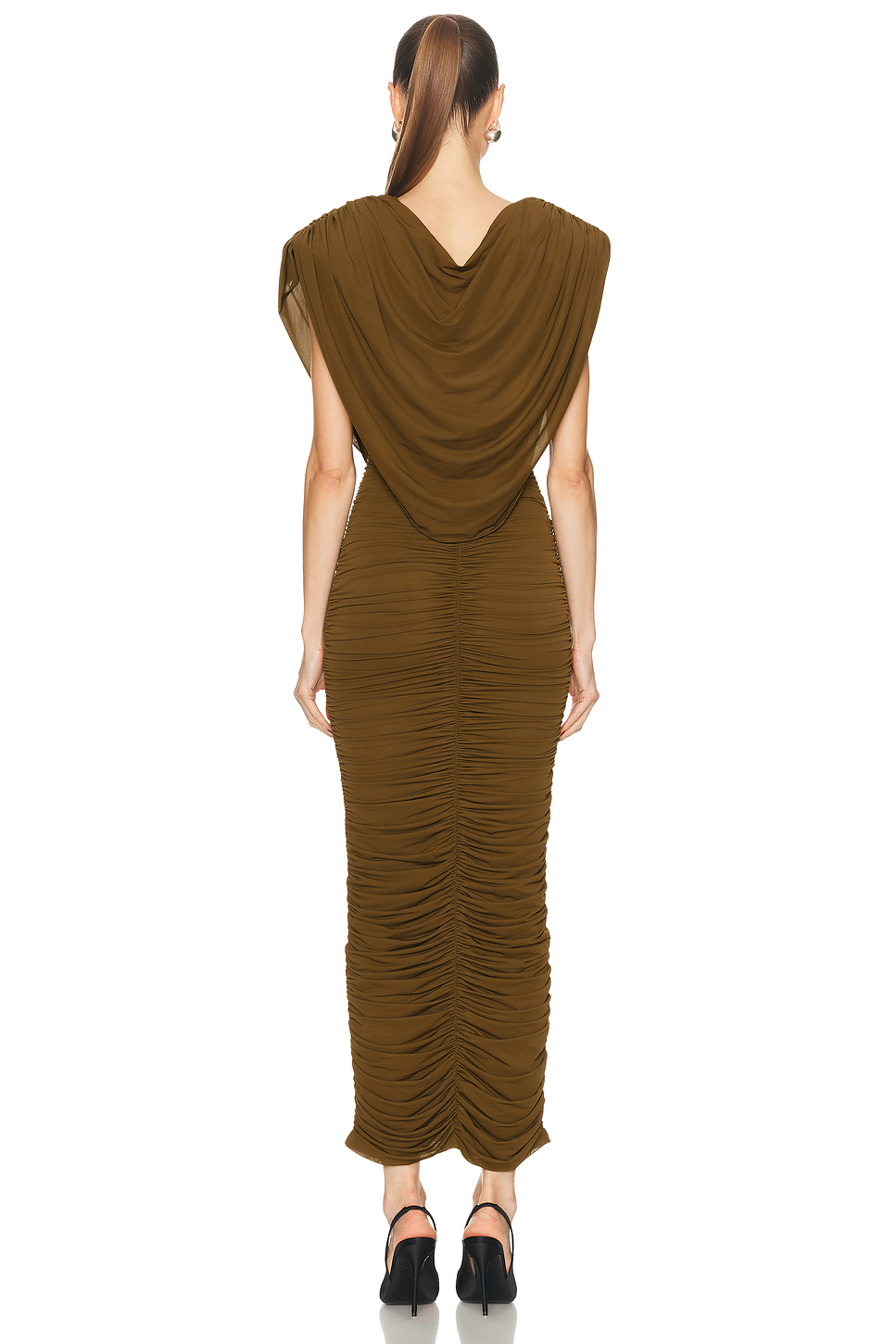 Swing Collar Sleeveless Gathering Midi Dress