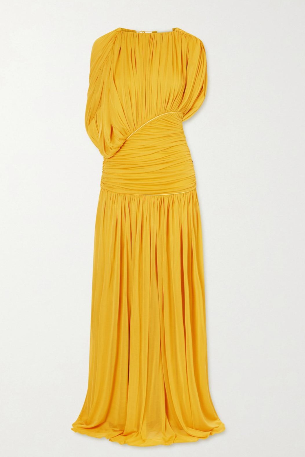 Round Neck Gathering Asymmetrical  Maxi Dress