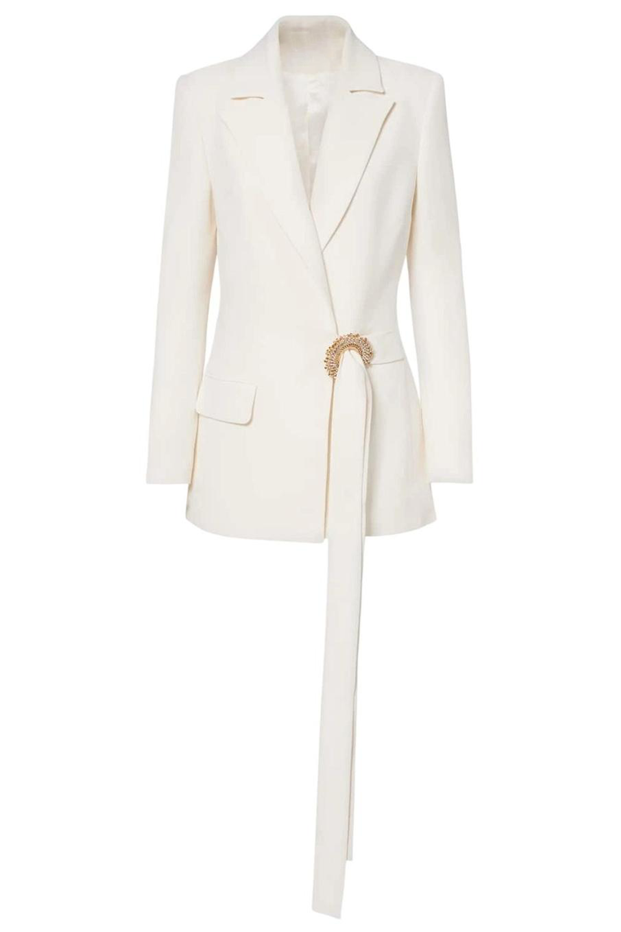 Embellished Lace-Up Blazer & High Waist Pants Set