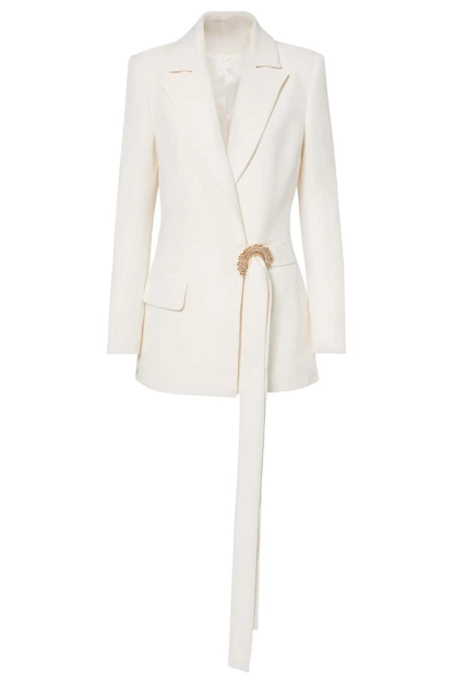 Embellished Lace-Up Blazer & High Waist Pants Set