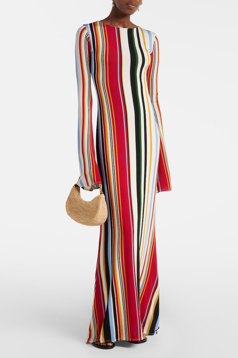 Jersey Stripe Long Sleeve Maxi Dress