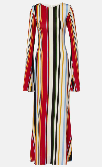 Jersey Stripe Long Sleeve Maxi Dress