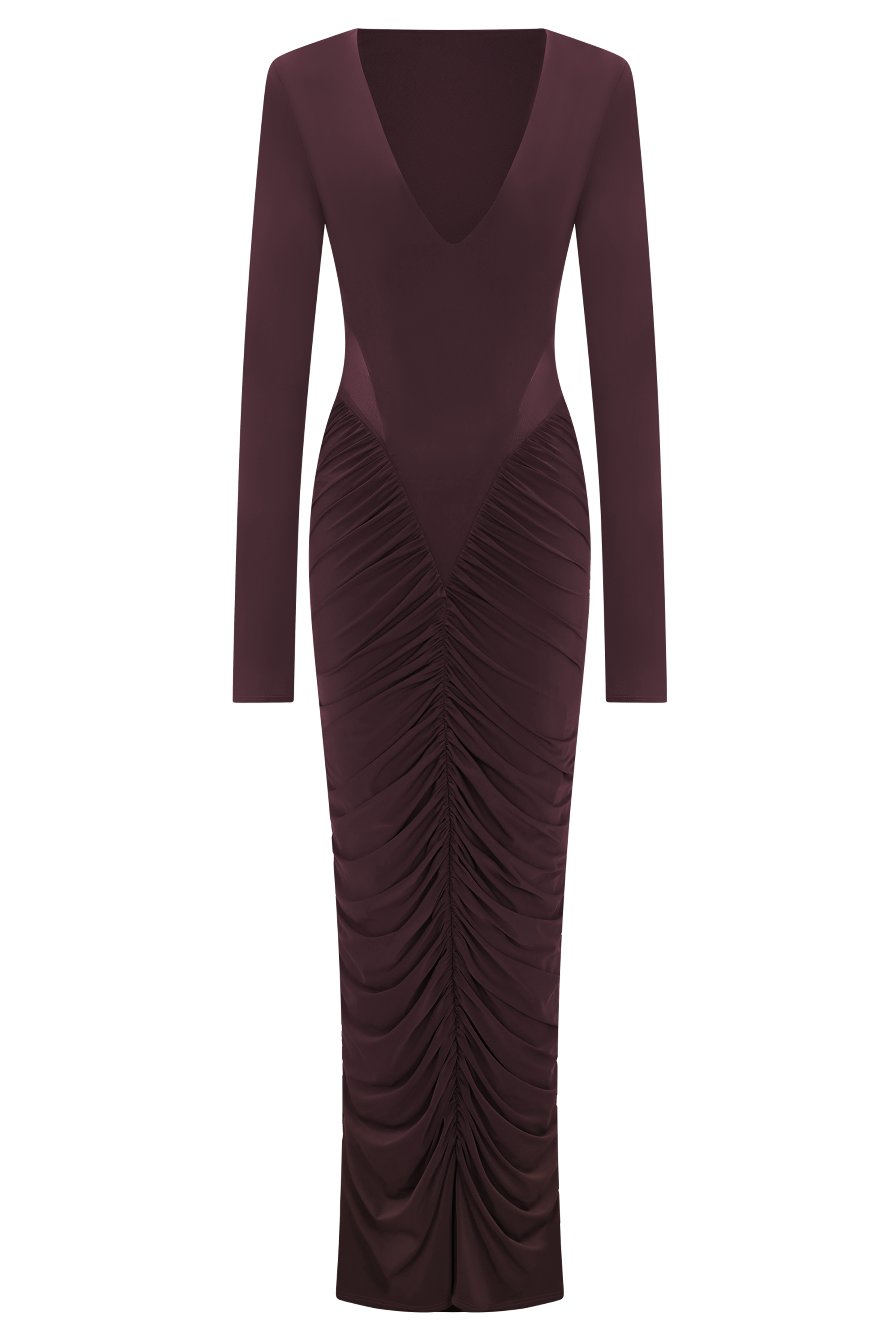 Jersey Gathering Long Sleeve Maxi Dress