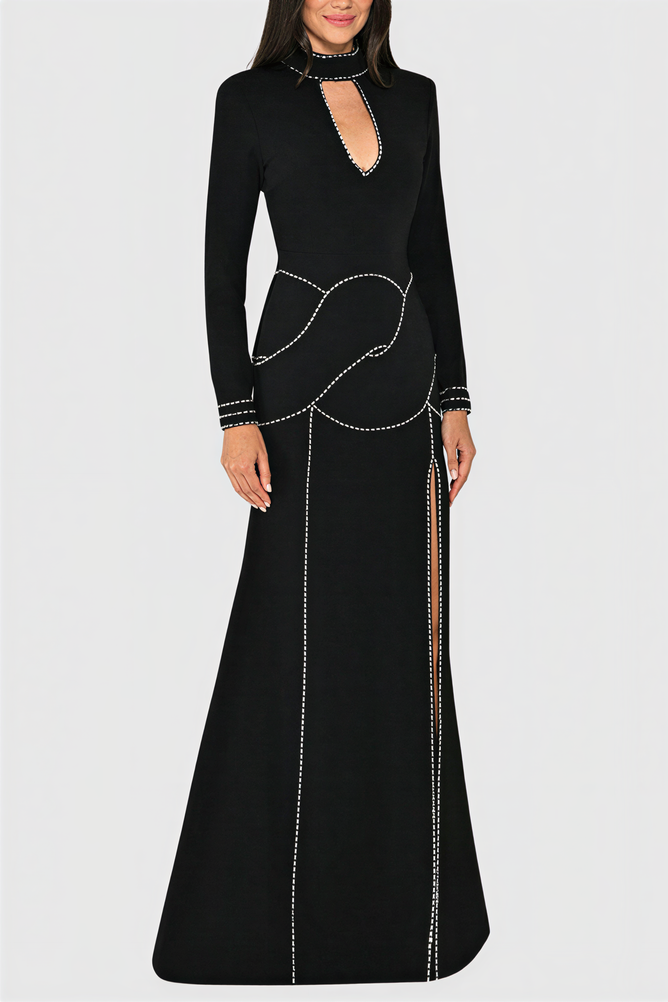 Rhinestone Cut-Out Backless Maxi Dress