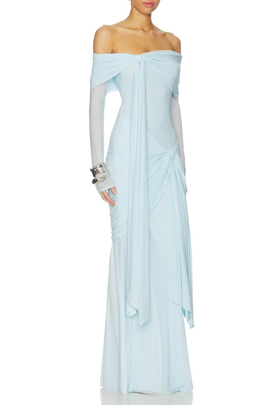 Off Shoulder Gathering Maxi Dress