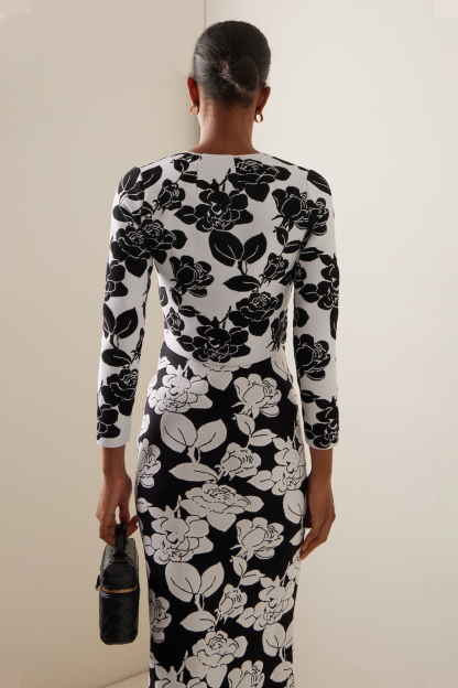 Floral Crop Cardigan & High Wasit Midi Skirt Set