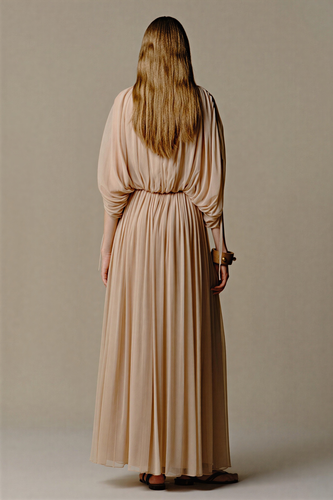 Shirring Lace-Up Batwing Sleeve Top & Mid Waist Midi Skirt Set