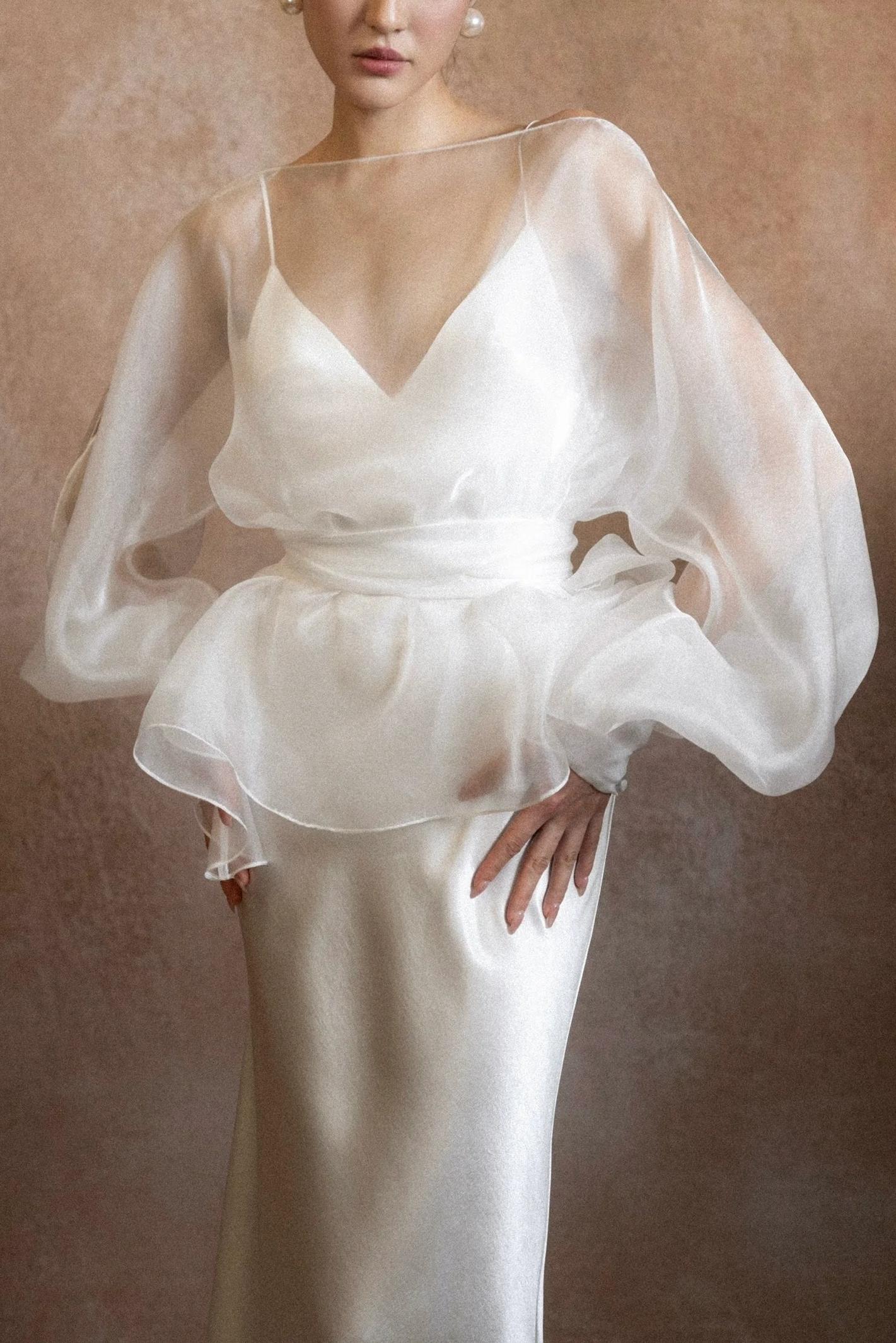 Boat Neck Lantern Sleeve Maxi Dress With Belt