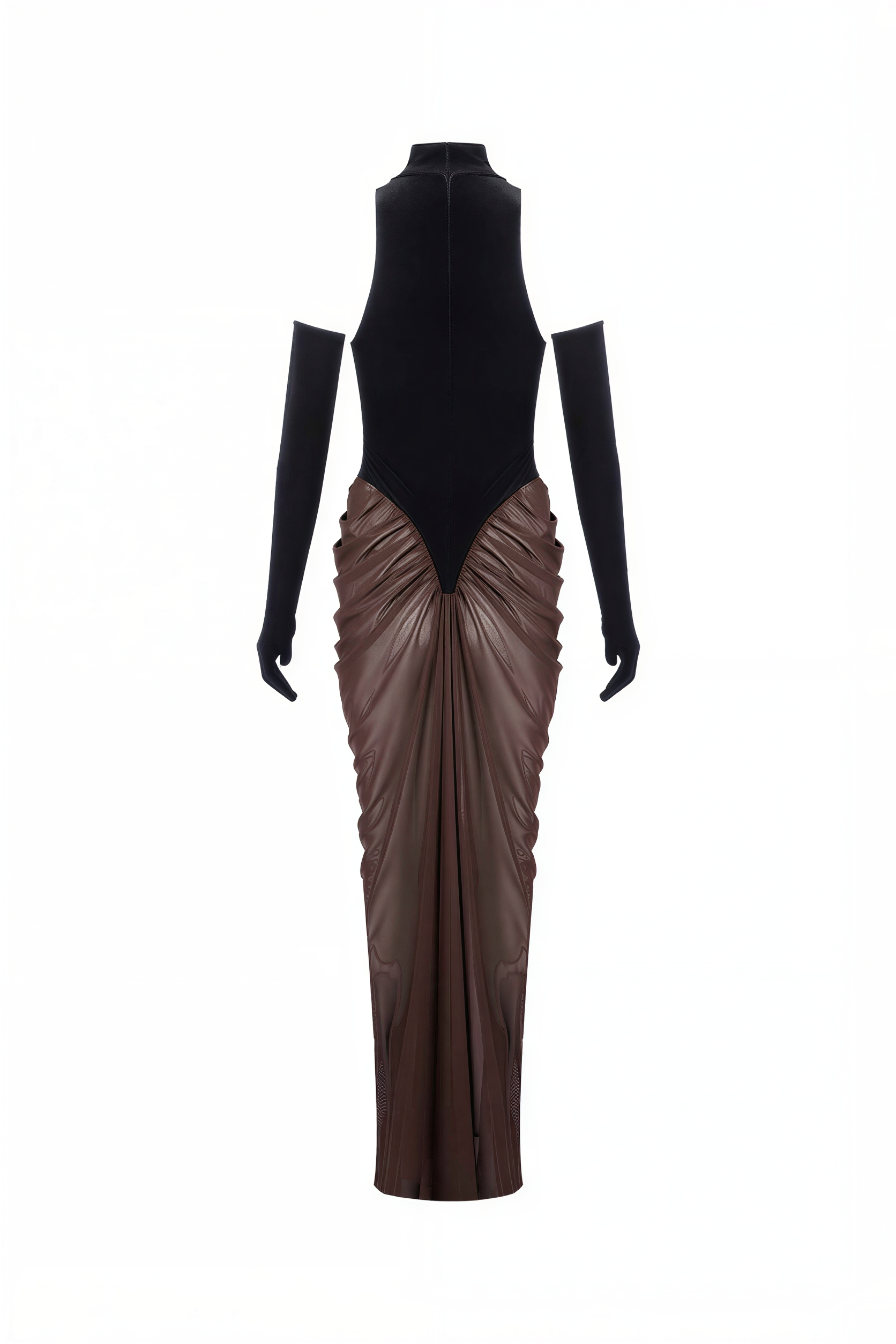 Velvet Splicing Gathering Maxi Dress With Gloves