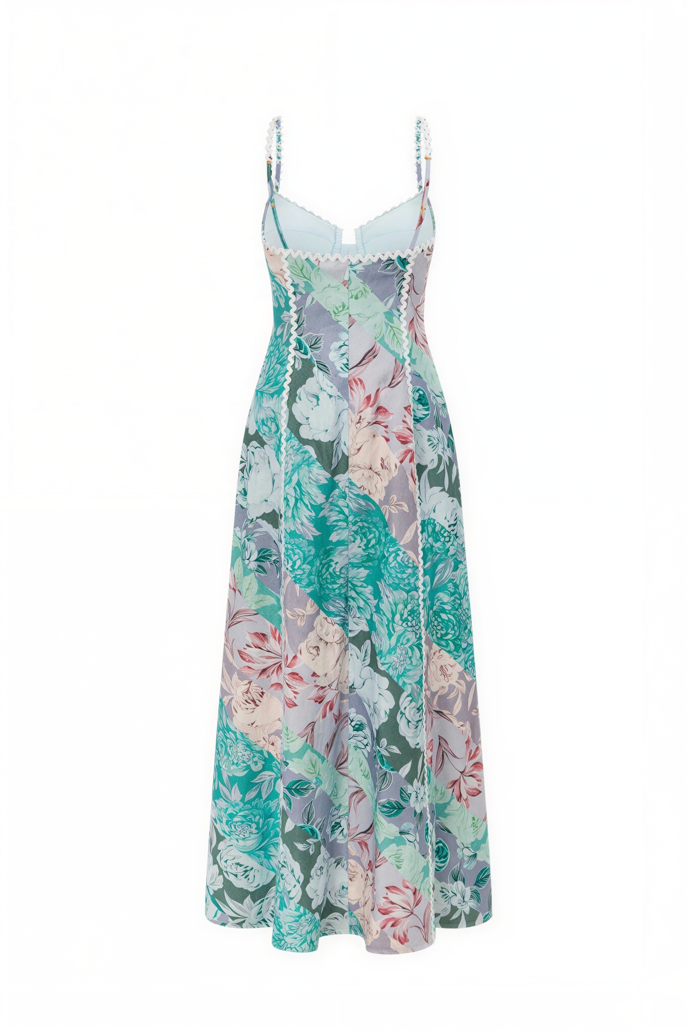 Floral Wave Trim Slip Maxi Dress