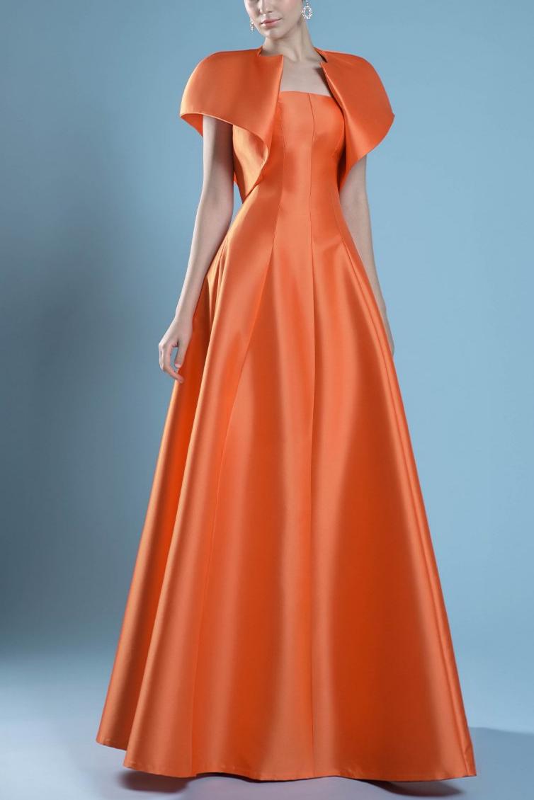 Satin Slip Maxi Dress With Cape