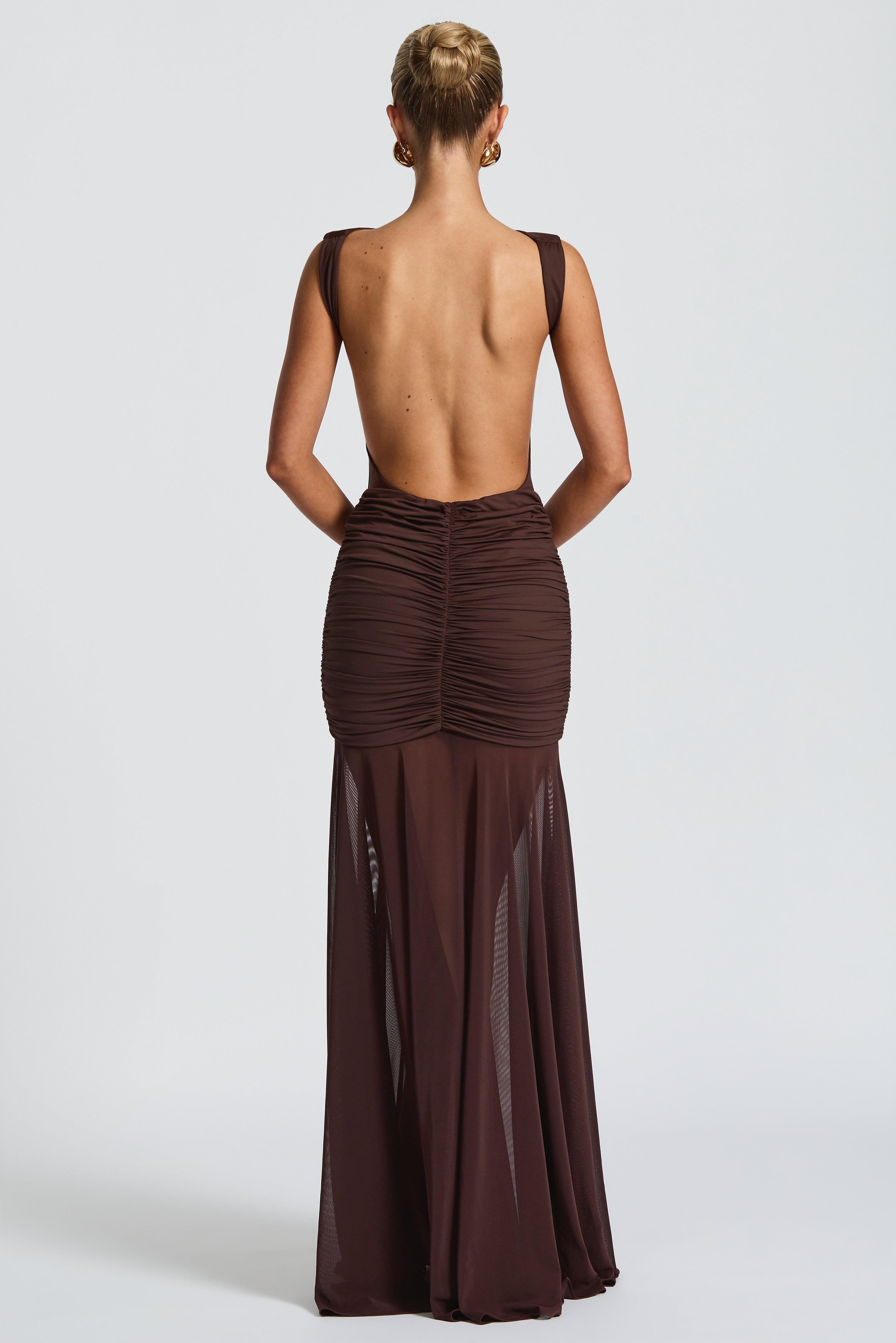 Sleeveless Gathering Metal Decorations Maxi Dress